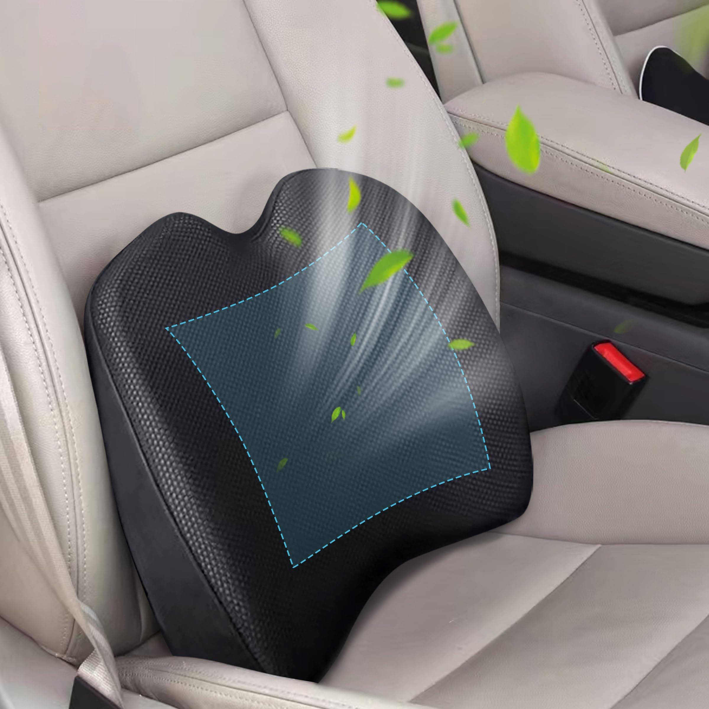 Super Soft Lumbar Support Pillow for Car, 100% Memory Foam Lumbar Pillow with Breathable Removable Cover, Ergonomic Design - Back Pillow Lumbar Support Pillow for Car Seat/Back Pain Relief(Black,1PC)