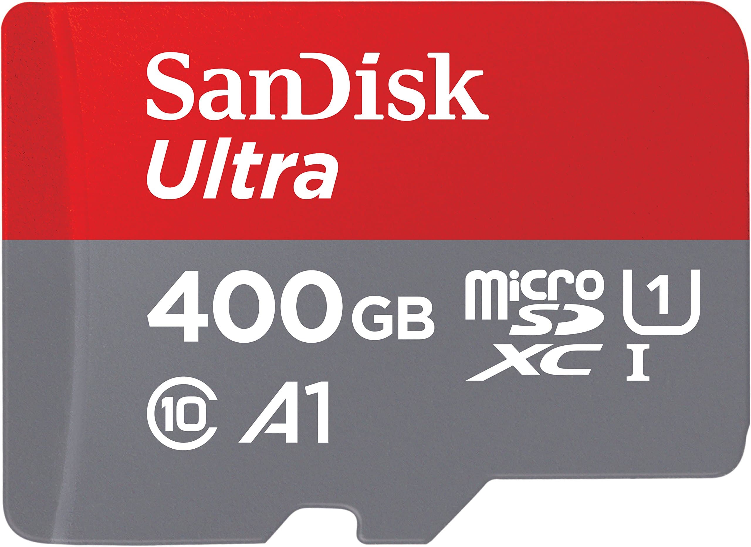 SanDisk Ultra 400GB microSDXC Memory Card Plus SD Adapter with A1 App Performance Up to 120 MB/s, Class 10, U1, Red/Grey