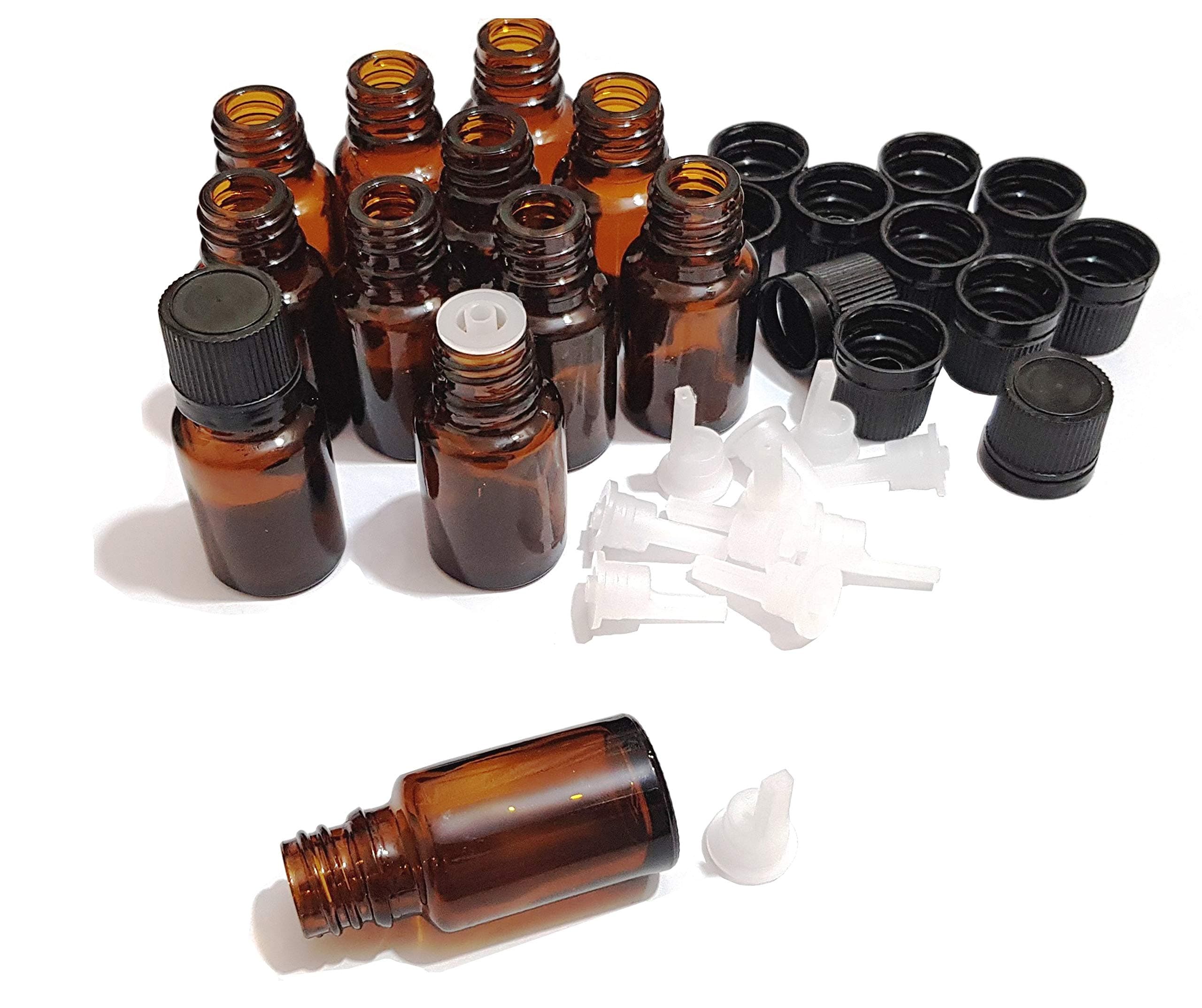 Pure Source India Empty 10 ML Amber Glass Bottle with Leak-Proof Euro Dropper and Cap with Seal,Suitable to Store Essential Oil,Medicine Etc...(Set of 6 Pcs)
