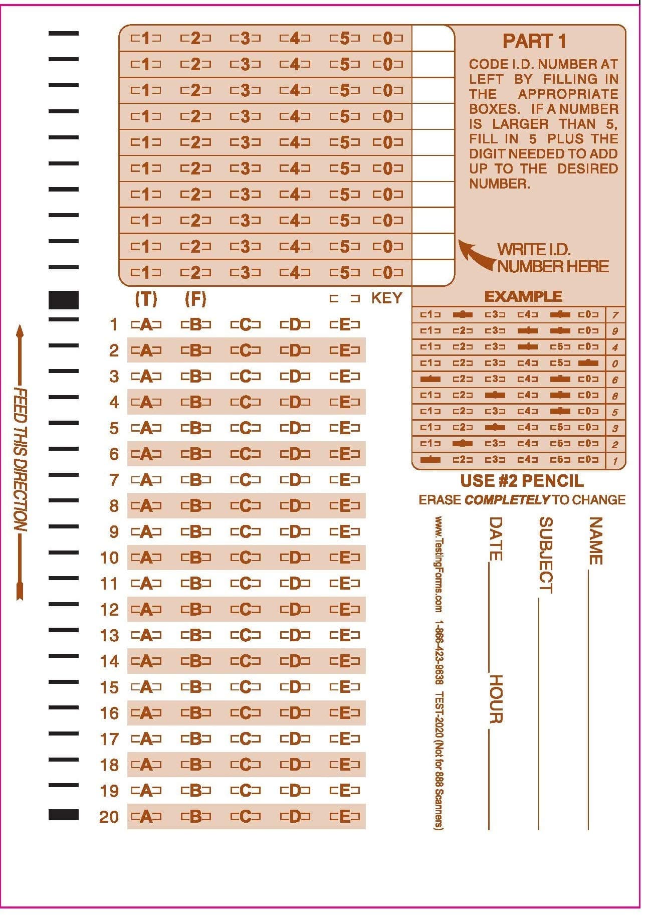 TEST-2020 (100 Sheet Pack) 2020-C Compatible Testing Forms