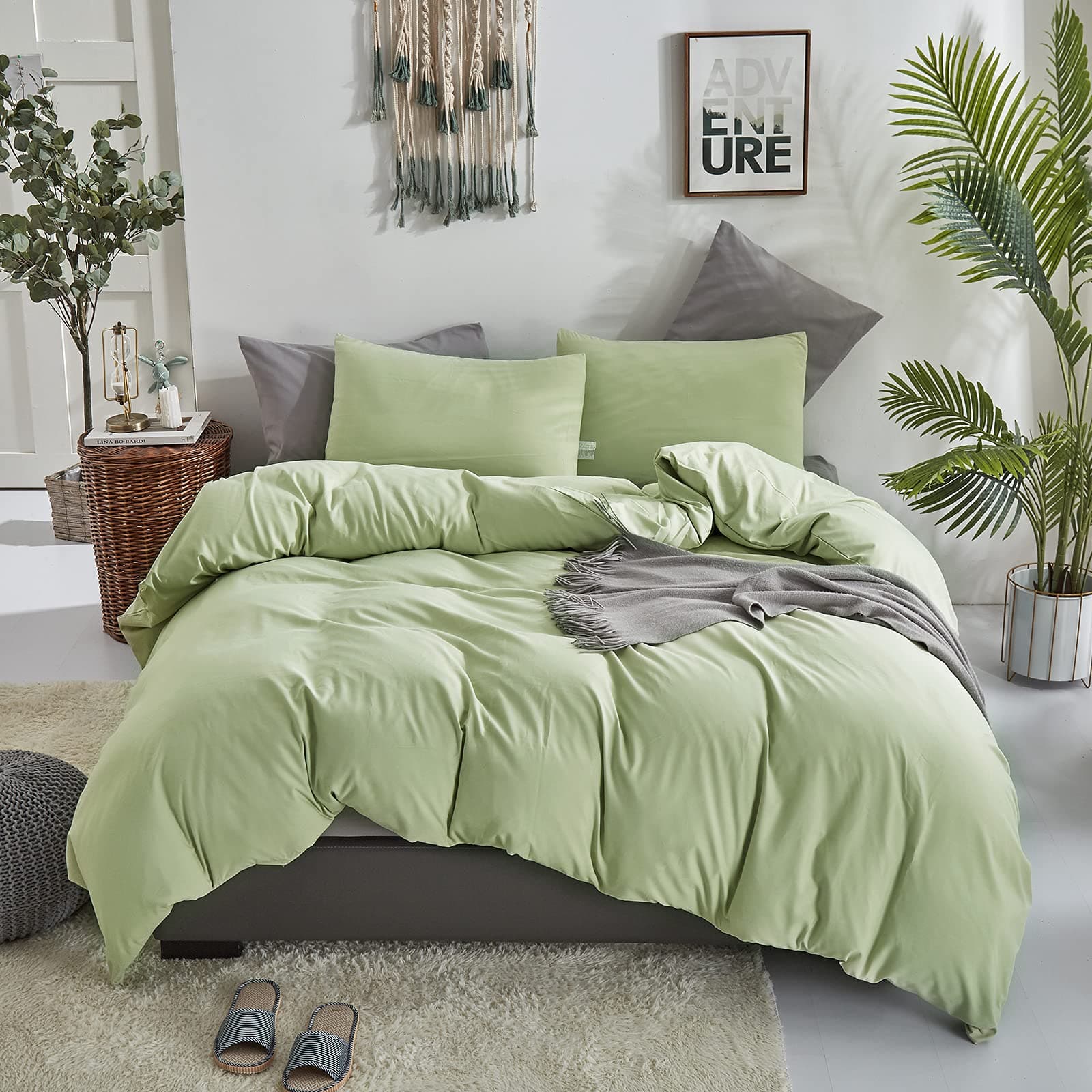 Cottonight Sage Green Comforter Set Queen Light Green Bedding Comforter Set Full Dusty Green Cotton Blanket Quilts Soft Breathable Dusty Aloe Green Sage Comforter Set for Women Men