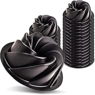 O'Creme Bakeable Plastic Mini Swirl Cake Pan, Baking Pan With Non-Stick Silicone, Reusable nonstick baking molds, Durable, Lightweight, Easy Storage for Baking and Much More - 25 QTY Pack