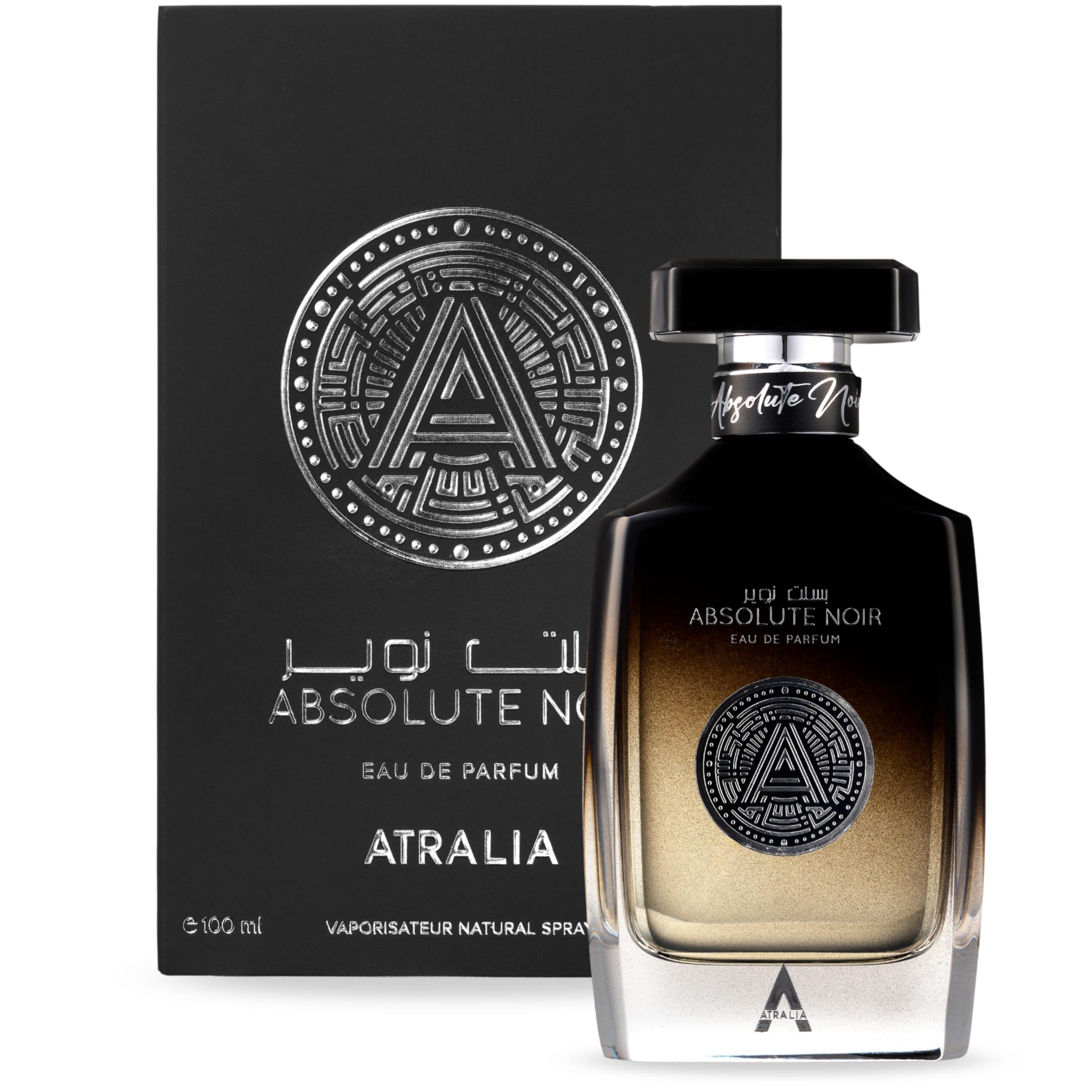 Atralia Absolute Noir Eau De Parfum for Men 100Ml 3.4Oz - Luxurious and Long Lasting Fragrances with Top Notes of Bergamot, Lemon, Grapefruit, Pink Pepper