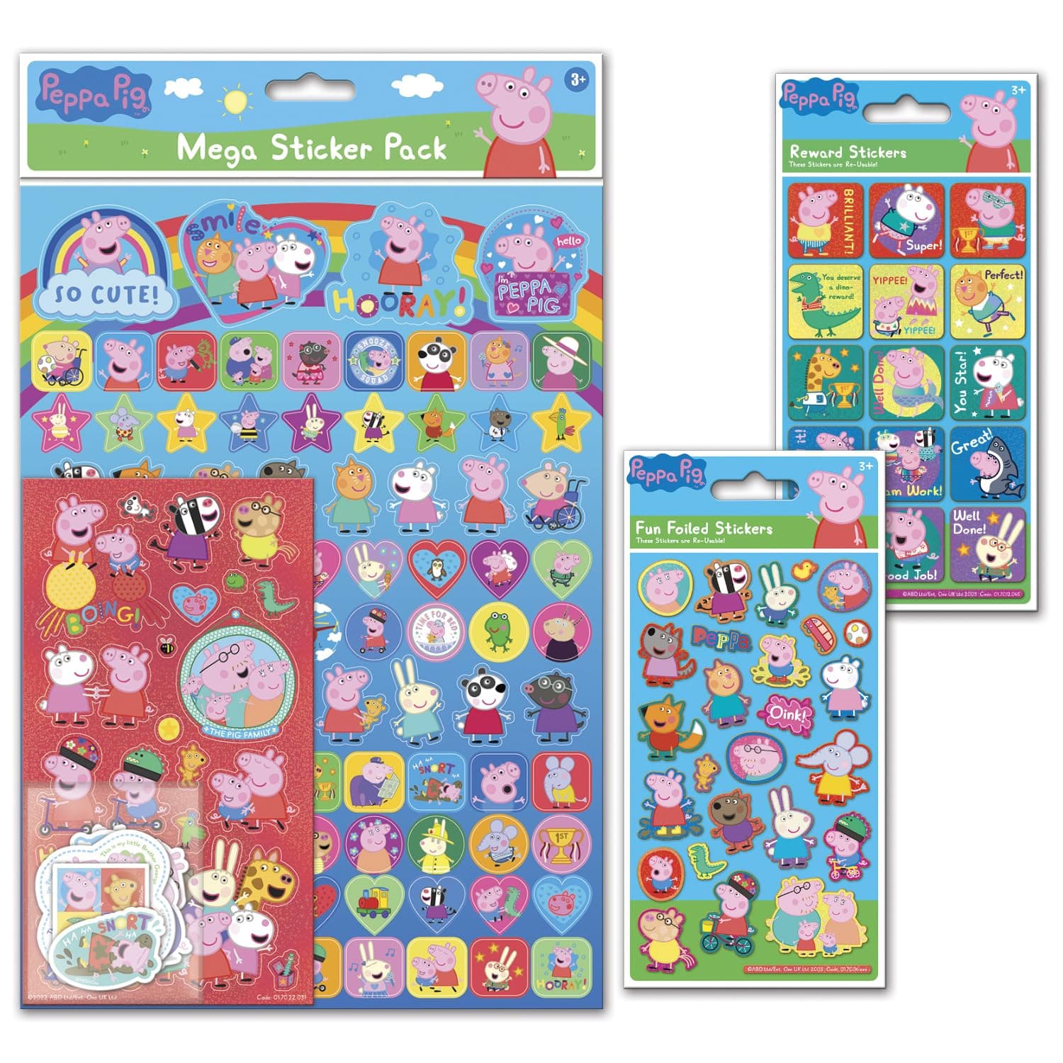 Peppa Pig Mega Sticker Collection | Big Bundle for Scrapbooking and Decoration | Reusable on Non-Porous Surfaces,Blue/Pink,29.7cm x 21cm