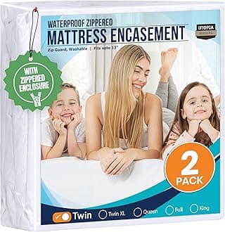Utopia Bedding Zippered Mattress Encasement, Six-Sided Absorbent Cover, Waterproof Protector, Bed Bug & Dust Mite Proof (Twin)