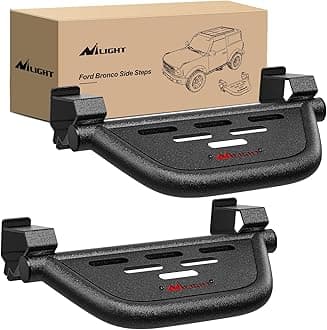 Nilight Running Boards Side Steps Compatible with 2021 2022 2023 2024 Ford Bronco 2/4 Doors with The Rock Rails 2Pcs Heavy-Duty Steel Side Bars Step Plates,2 Years Warranty
