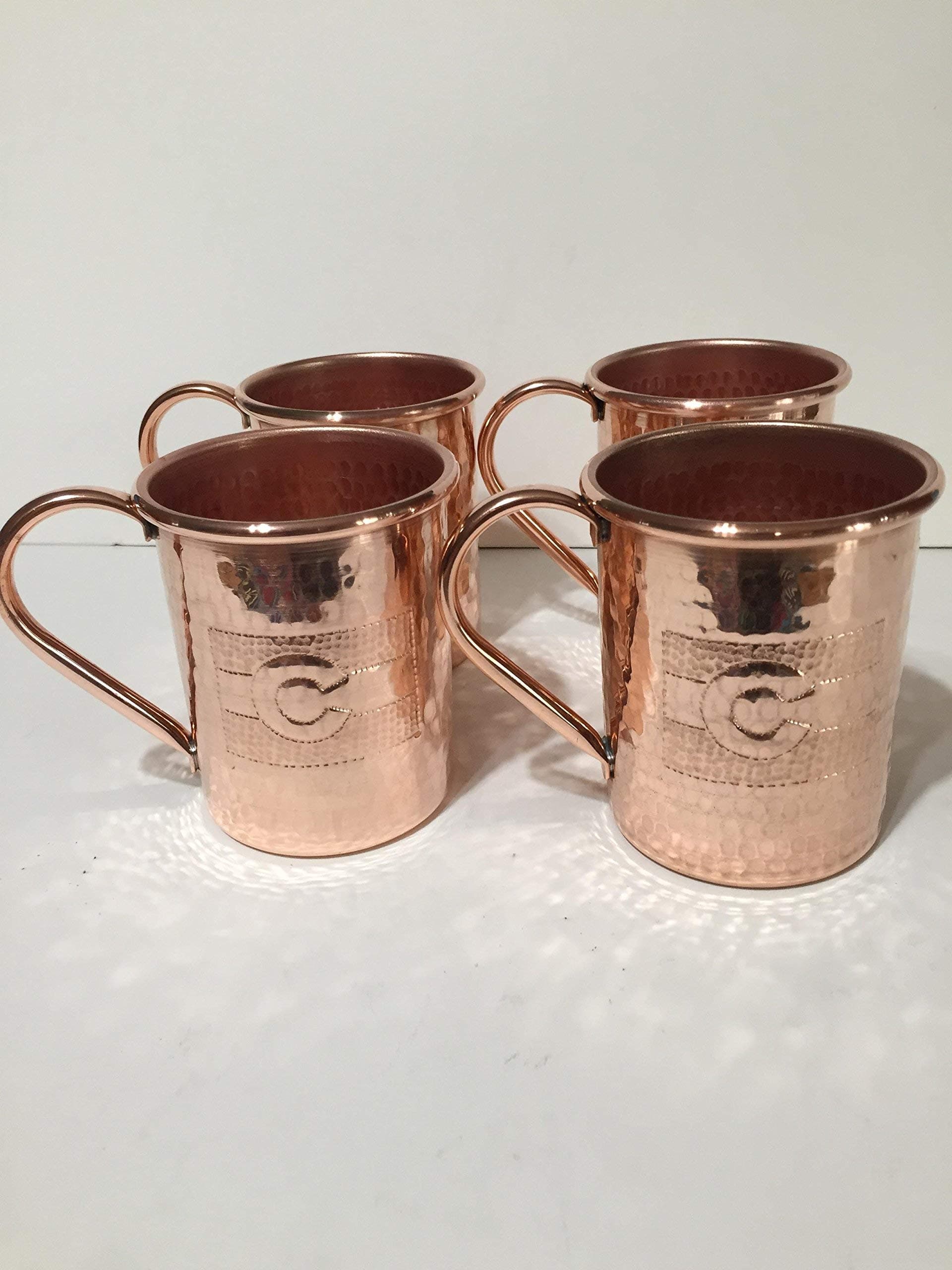 4-pack - 16 oz. Moscow Mule Hammered Copper Mug, handcrafted 100% pure copper with Colorado Flag logo
