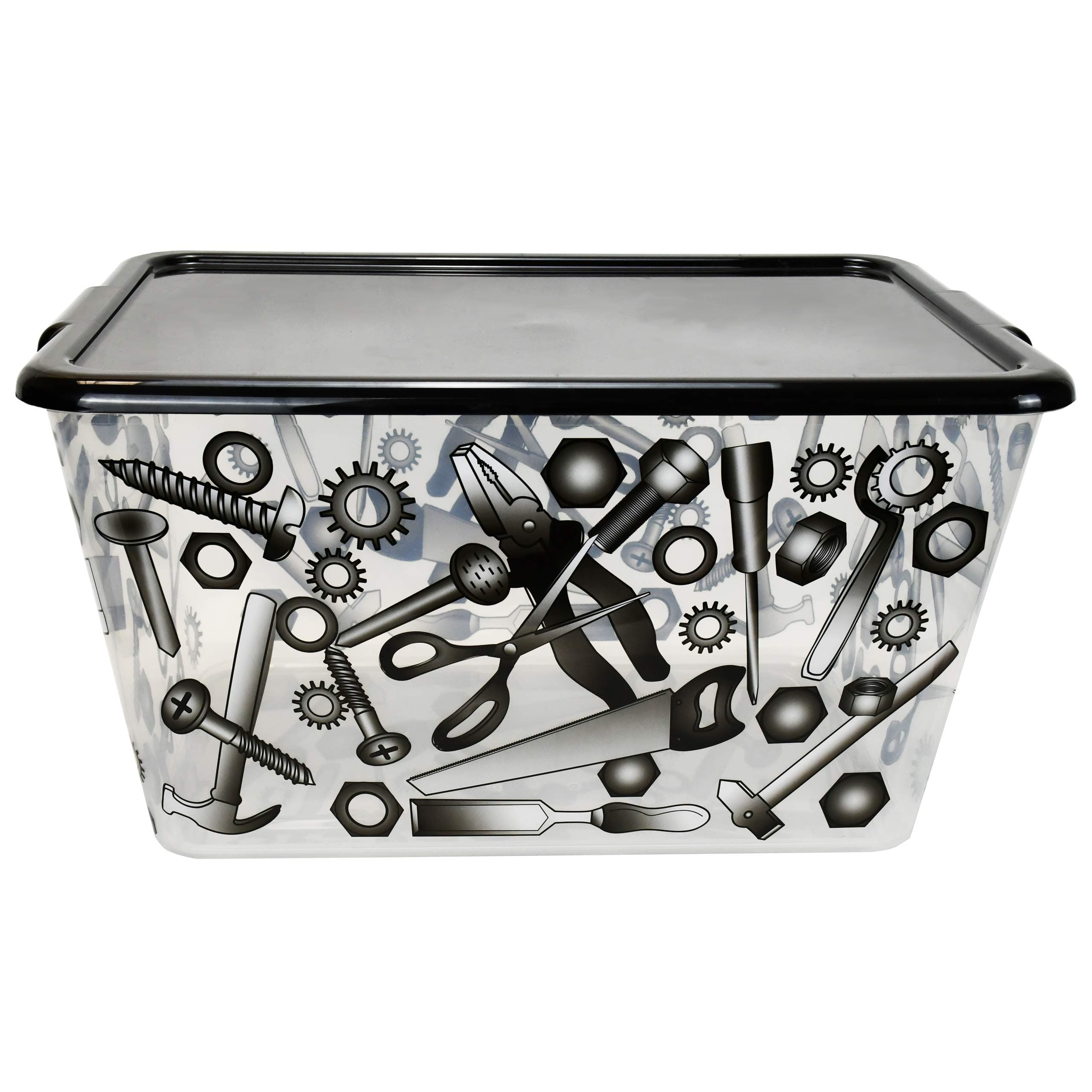 14.5-gal. Reusable Stacking Plastic Storage Containers with Lids, Tool Box (Pack of 4) Made in the USA