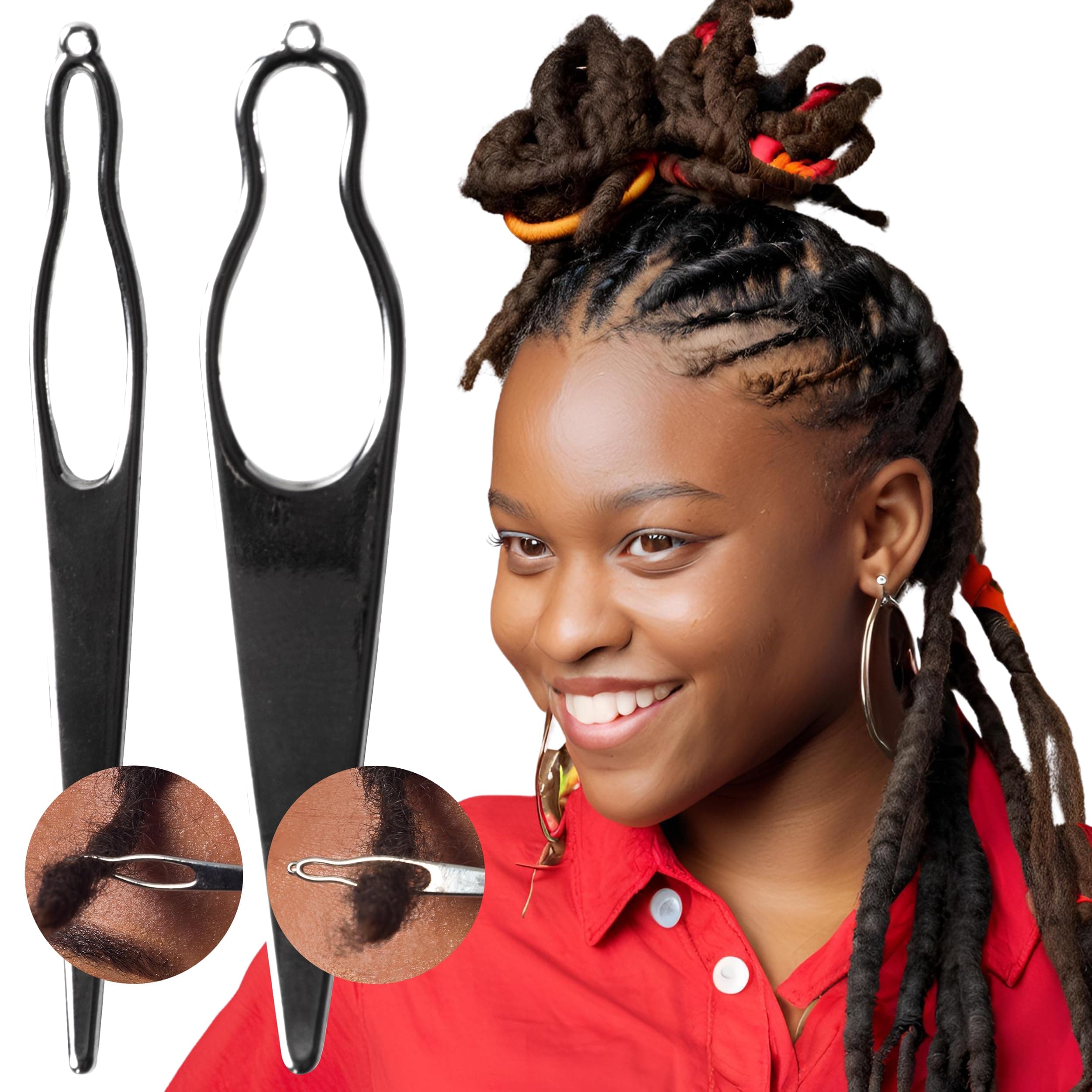 Interlocking Tools for Locs | Sisterlock and Dreadlocks Starter Kit: Tightening Accessories with Locking Needle for Small, Medium, and Large Dreads (1 Large + 1 Small Pin)