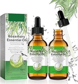 Rosemary Oil for Hair Growth,2 Pack Rosemary Essential Oil for Hair Loss Regrowth, Strengthens Hair, Nourishes Scalp, Light Weight, Non Greasy, Improves Scalp Circulation For Men And Women 2*2.02 Oz