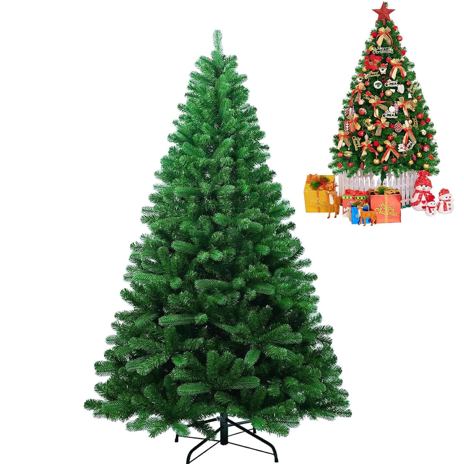 OYDAS Christmas Tree,8FT/2.4m,1300 encryption flat branchs with Sturdy Metal Stand,PE+PVC Material Christmas Tree for Home, Office, Shop,Party,Automatic expansion tree,Christmas Decorations