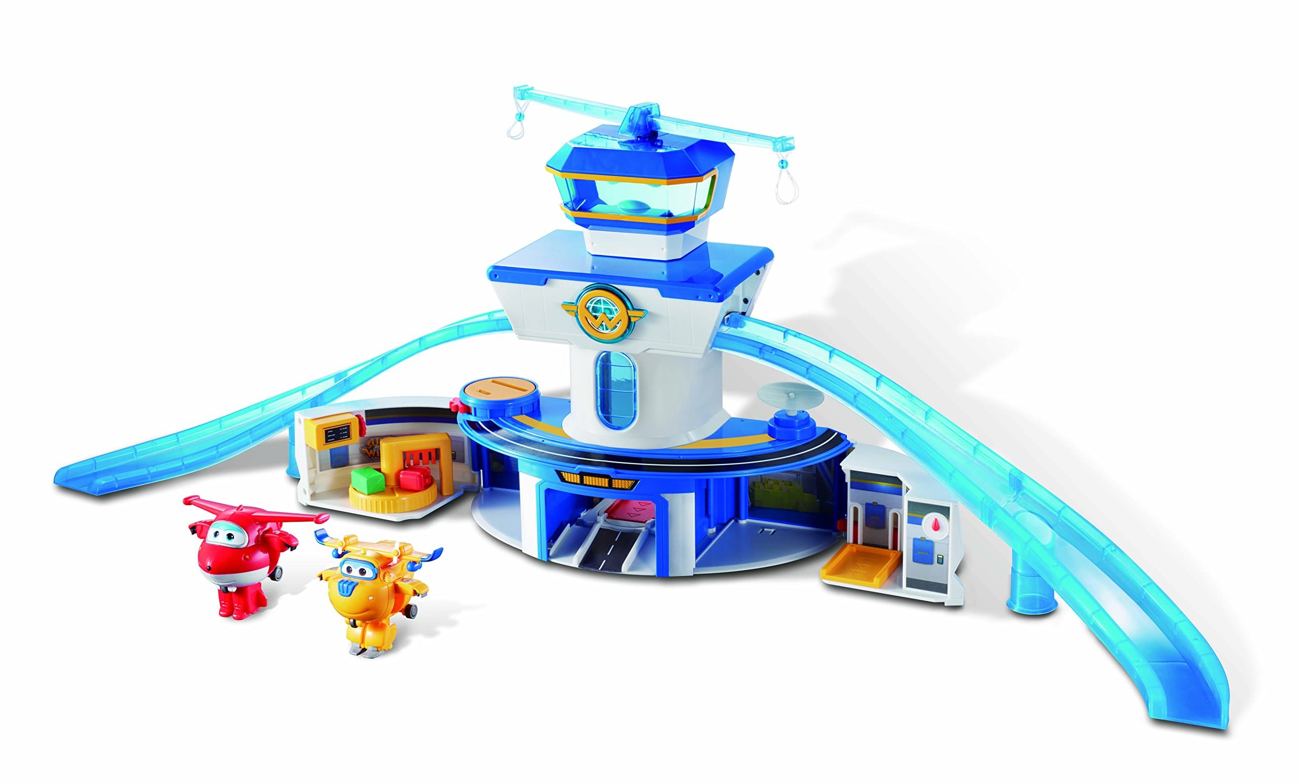 Super Wings World Airport Playset, Includes 2" Transform-a-Bot Jett and Donnie Figures, Preschool Educational Learning Toys for Boys and Girls Age 3 4 5 6, Birthday Gifts for Kids