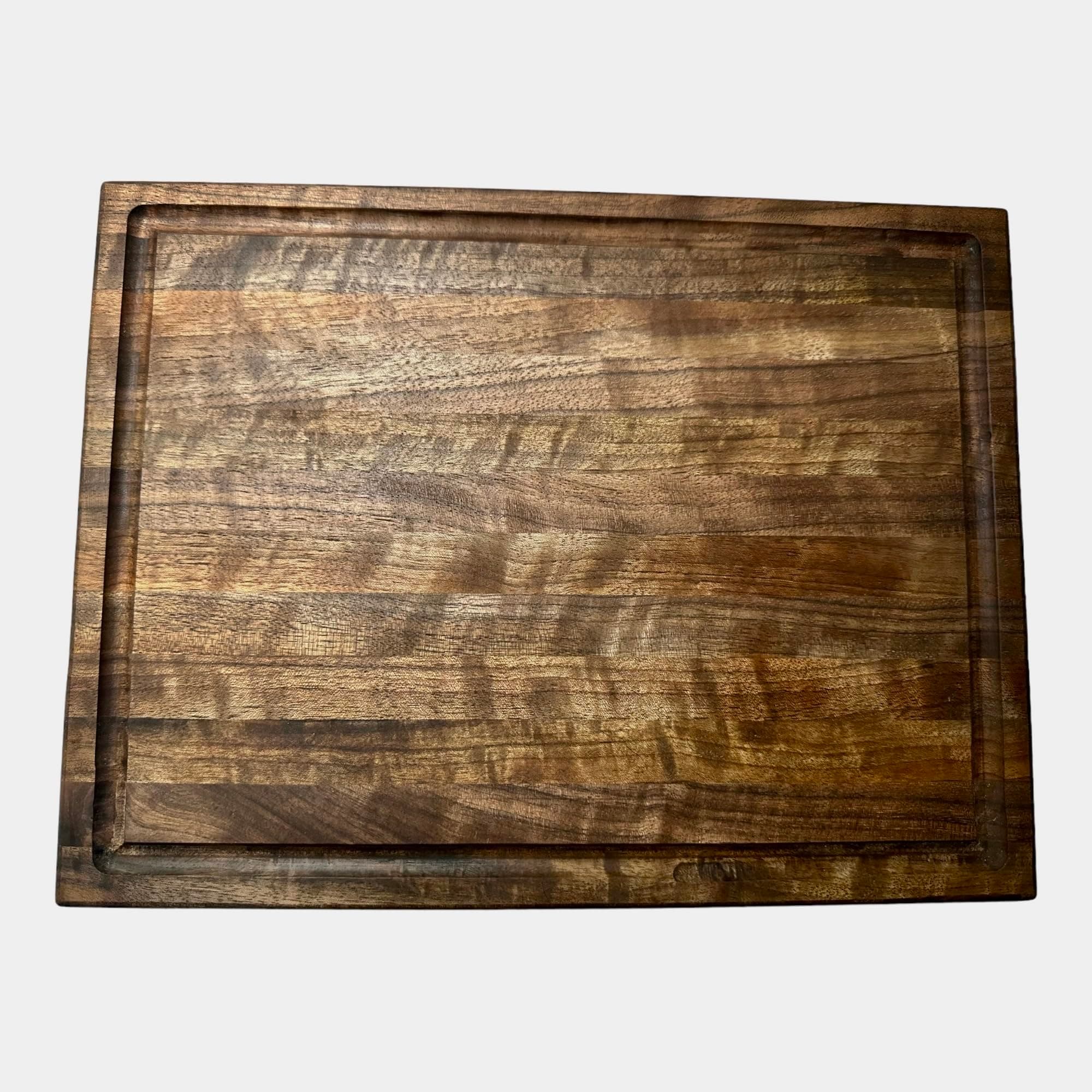 Dark Walnut Cutting Board For Kitchen, Heavy Duty 1.5" Thick Cutting Board With Juice Groove, Inner Handles, Anti Slip Rubber Pads, Butcher Block Style, Finished With Food Safe Board Wax (14"x20")