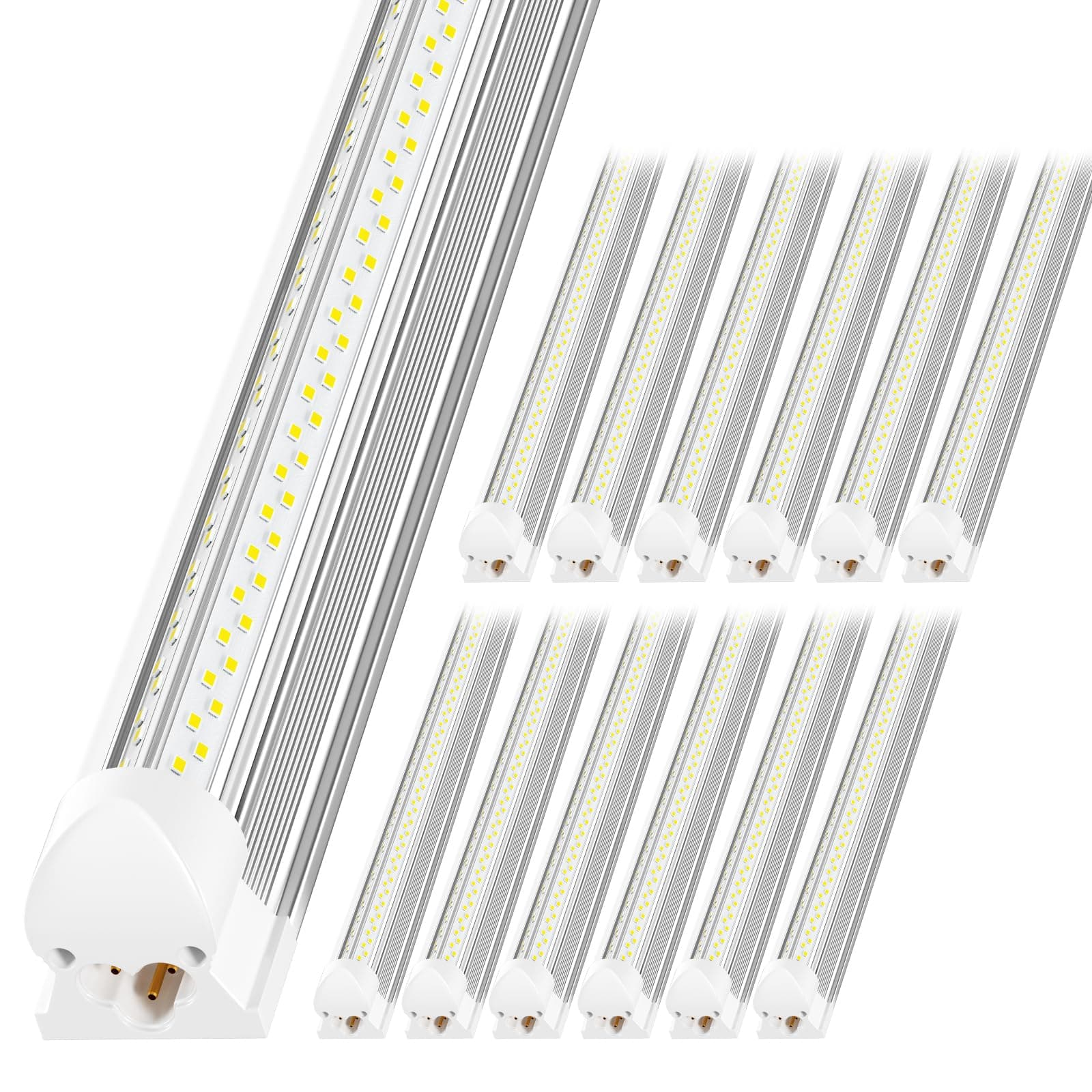 LED Shop Light 4FT, 6000K 50W 7500LM, Linkable Utility Ceiling Light Fixture, 4 Foot T8 Integrated LED Tube Lights, V Shape High Output, Linkable with On/Off Switch (12 Pack)