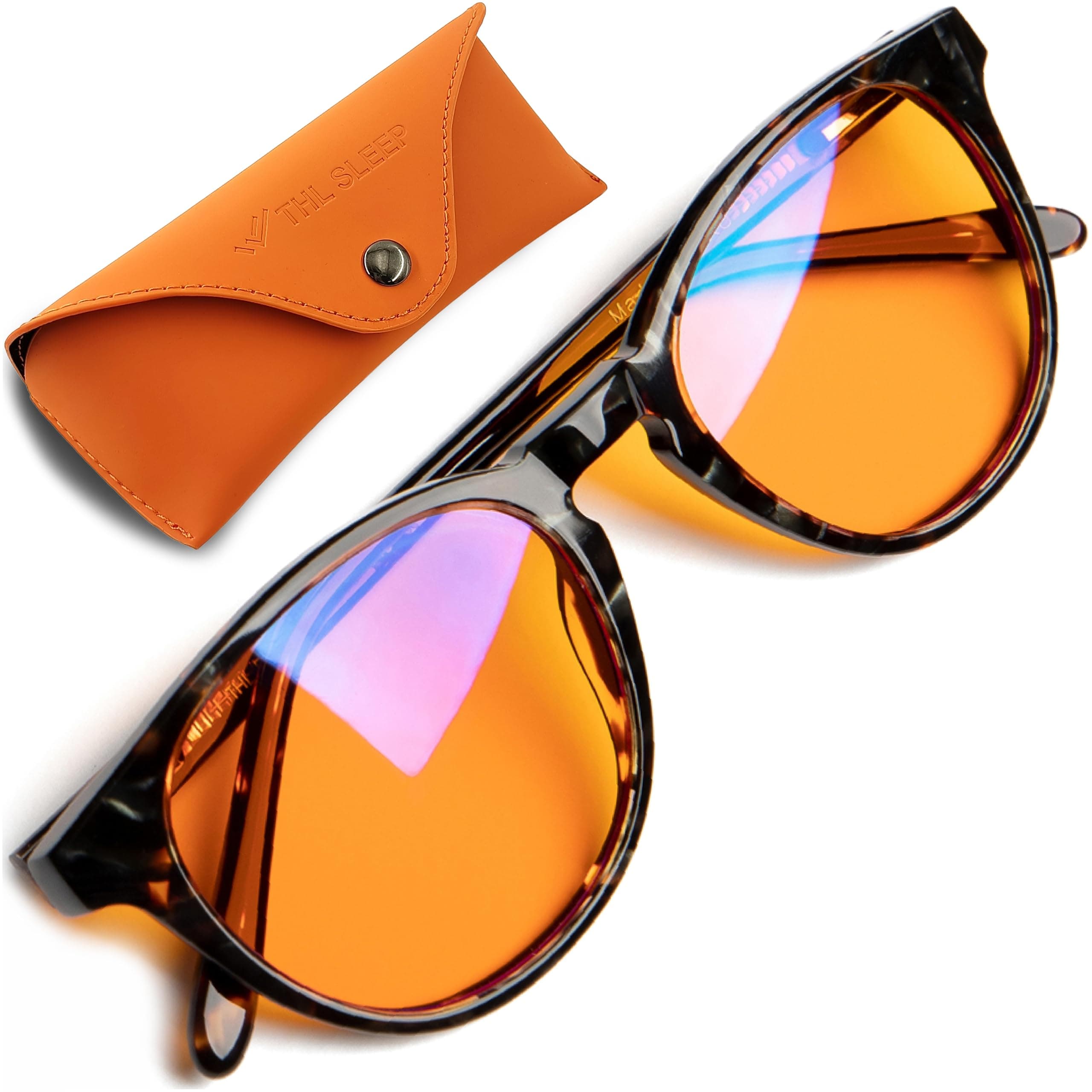 Orange Blue Light Blocking Glasses for Better Sleep - 99.5% Premium Acetate Migraine Glasses for Women & Men