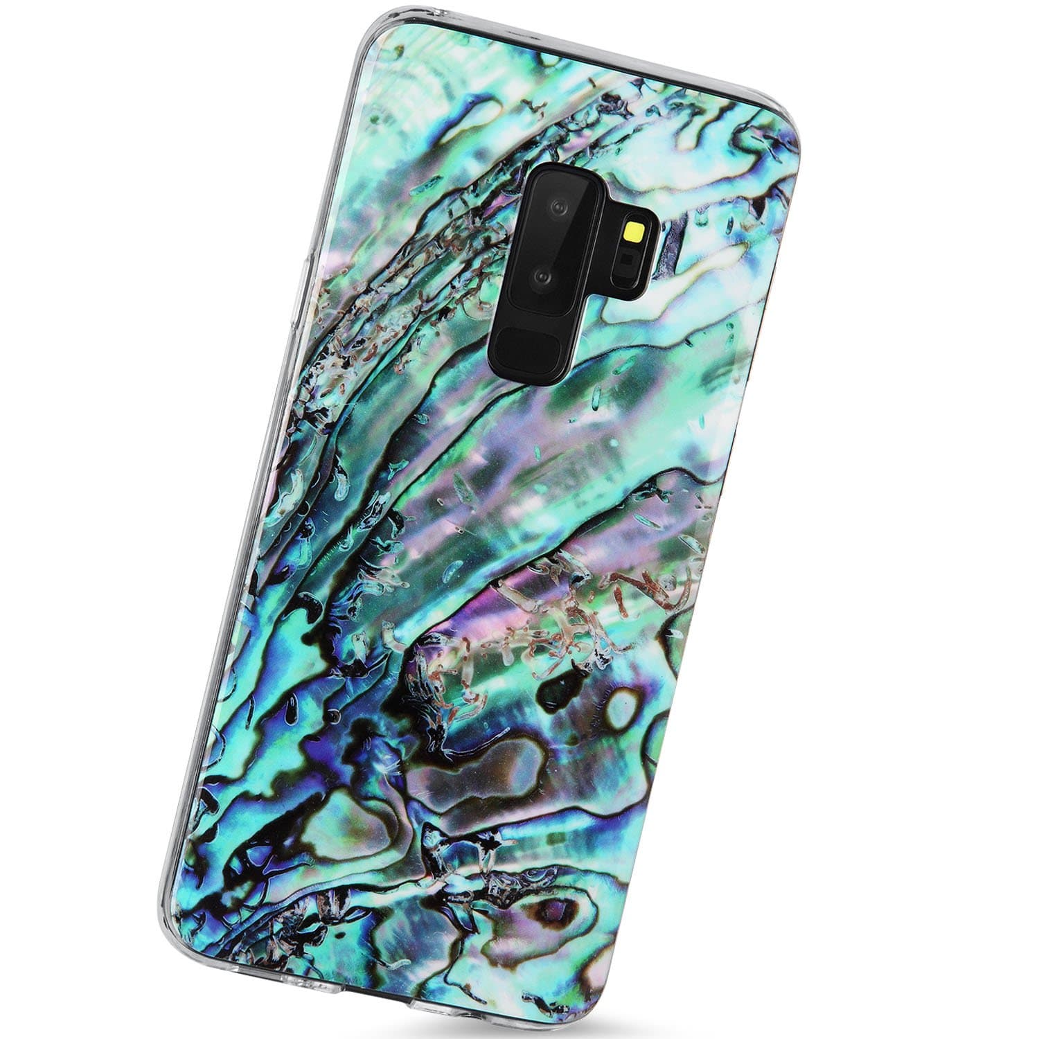 VIVIBIN for Samsung Galaxy S9 Plus Case,Green Shell Scratch Resistant Silicone TPU Cover with Clear Bumper Slim Fit Protective Phone Case for Samsung Galaxy S9 Plus 6.2 inch