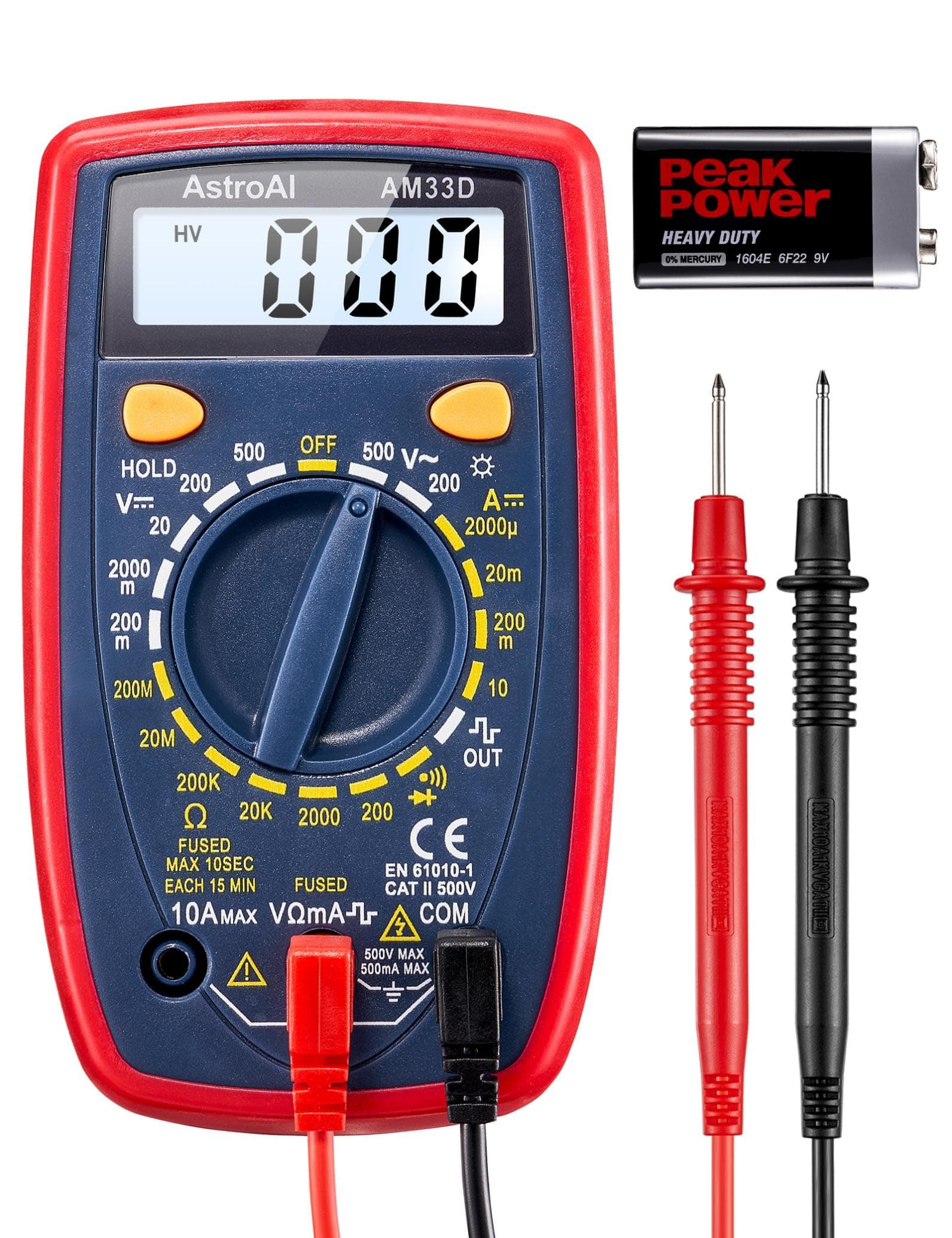 AstroAI Digital Multimeter Voltmeter Ohmmeter Ammeter Multi Tester Meter with Backlit LCD Electronic Test Meter Measures Voltage, Current, Resistance; Tests Continuity, Diode