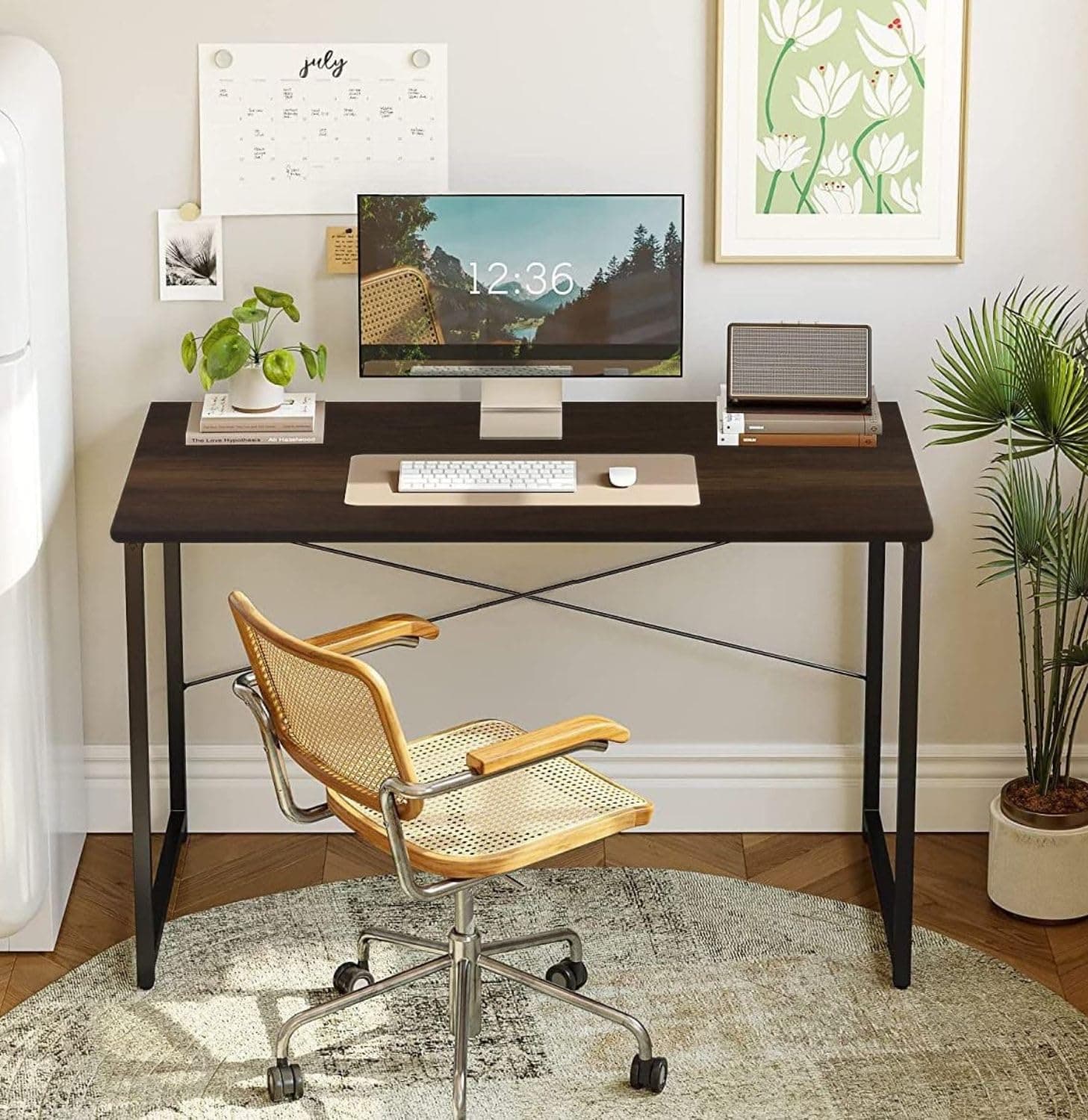 QARA Wood Computer Table For Home |Desktop Office Study Table| Laptop Table (Crysta-Dark Oak), 61 CM, 92 CM, 76 Cm, Brown