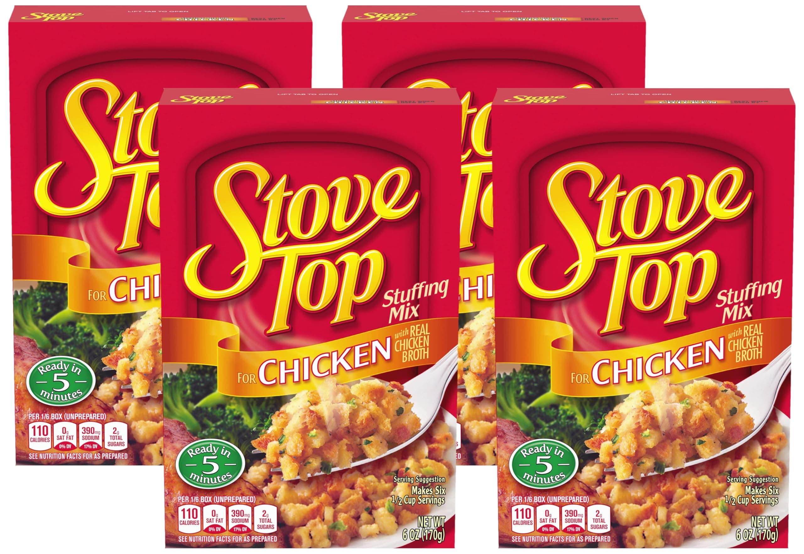 Stuffing Mix Box, for Dinner Sides and Thanksgiving Dinner, Chicken, 6 oz (Pack of 4)