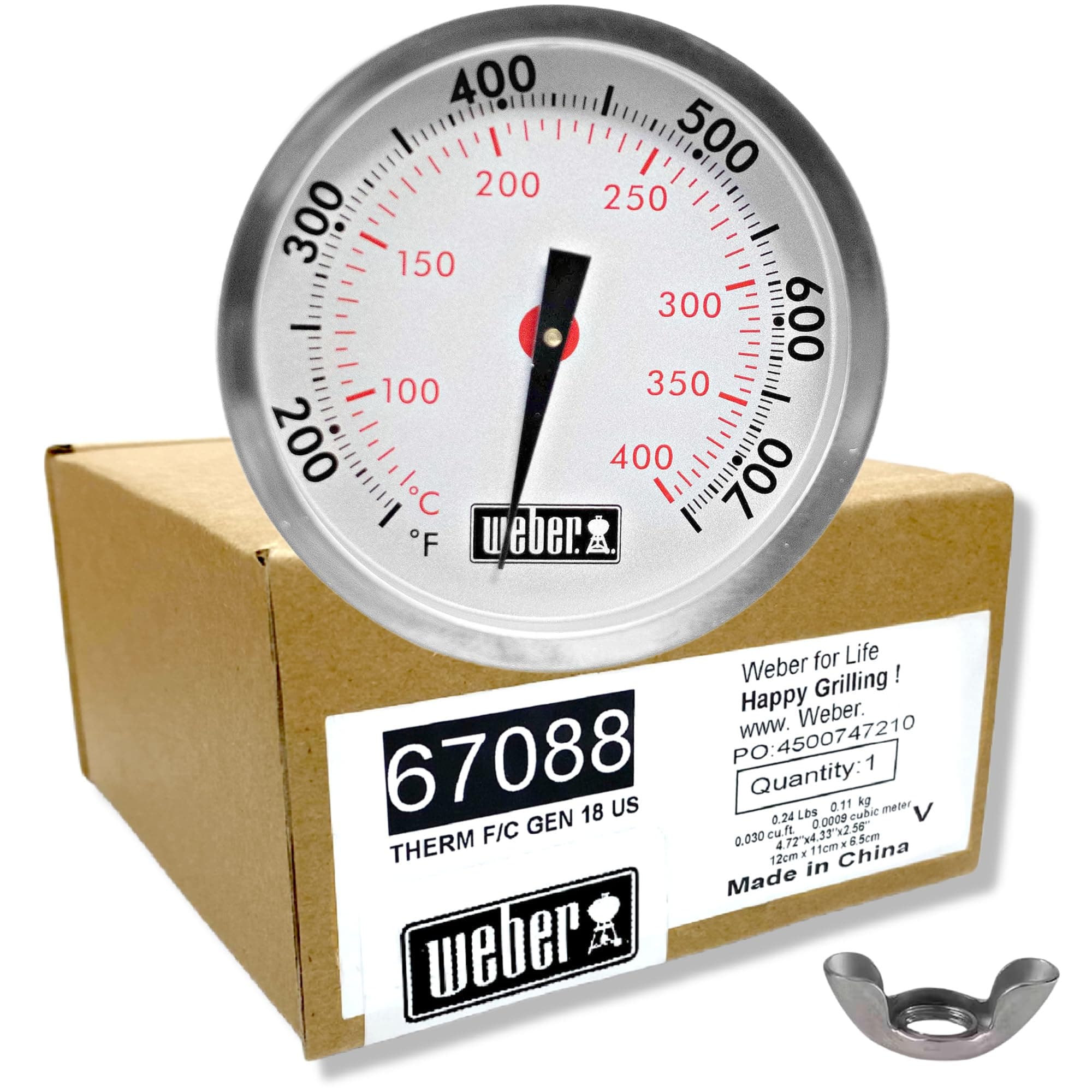 Replacement Thermometer 67088, Center Mount, 2-3/8" Diameter