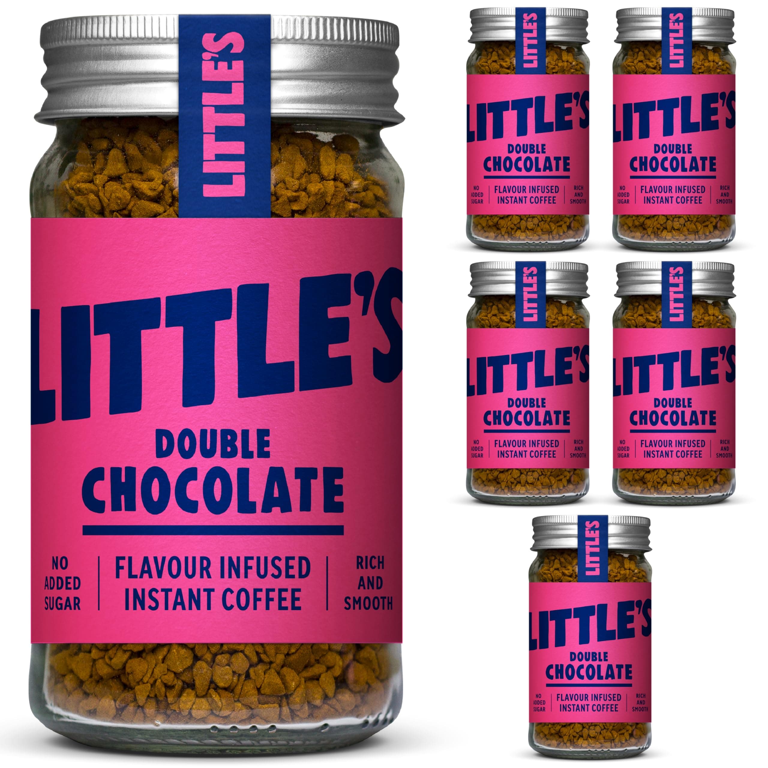 Little's Double Chocolate Flavoured Instant Coffee, 6 Pack (50g x 6) - Rich & Smooth Coffee, Infused With Chocolate Flavour - Vegan Friendly, Low Calories, No Added Sugar