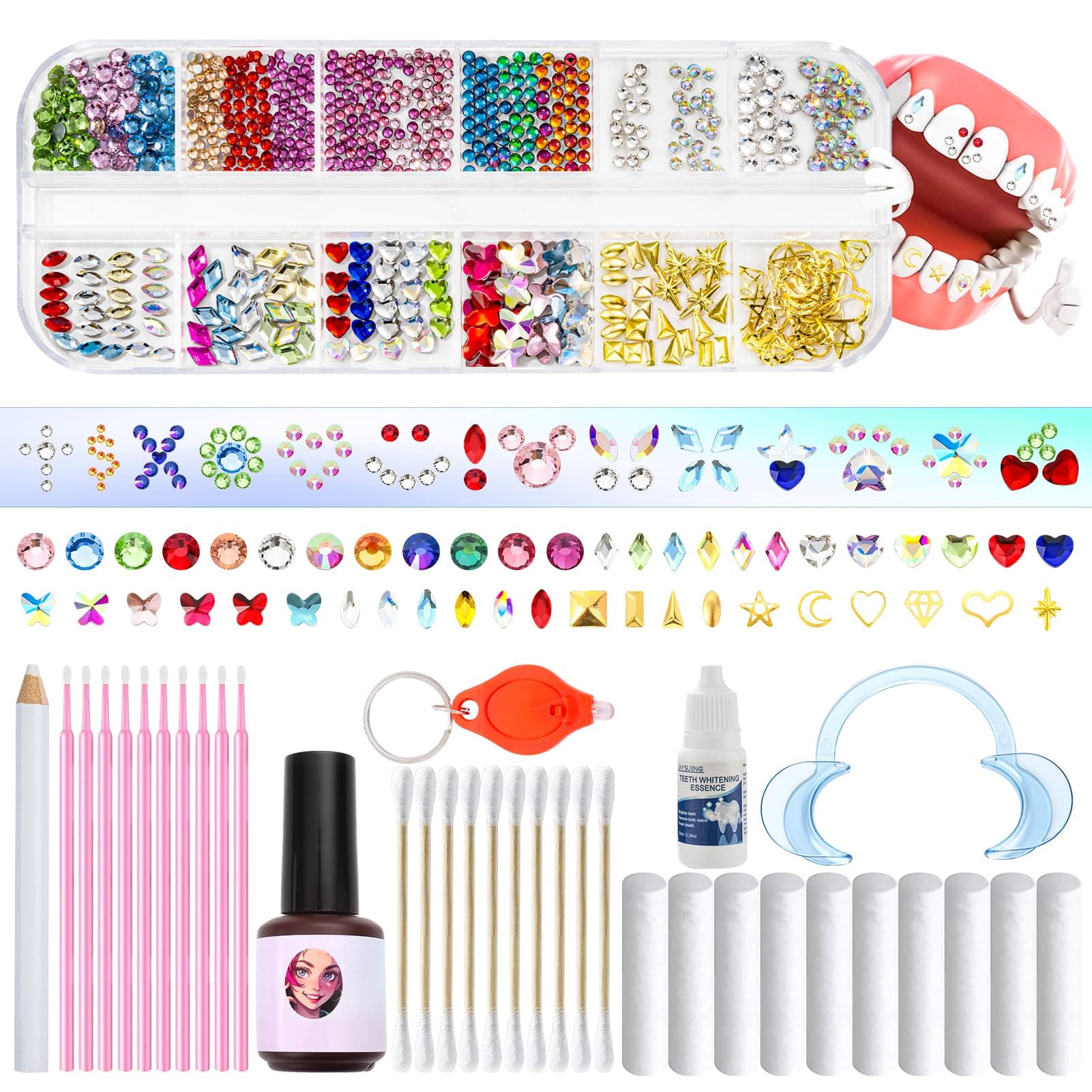 690 pcs Teeth Gem Kit,Tooth Gems Kit for Teeth DIY Crystals Jewel for Girls Y2K Fashionable for Boys Harmless (690)