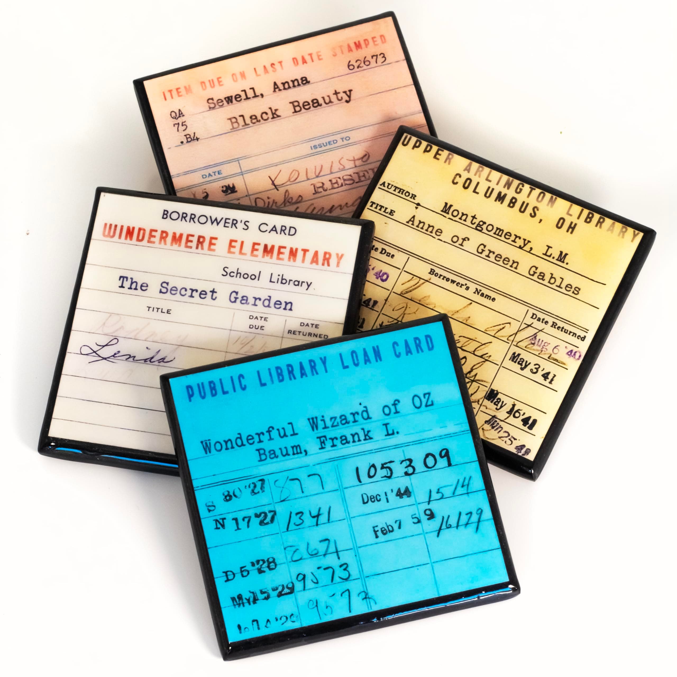 Library Card Book Club Coaster Set