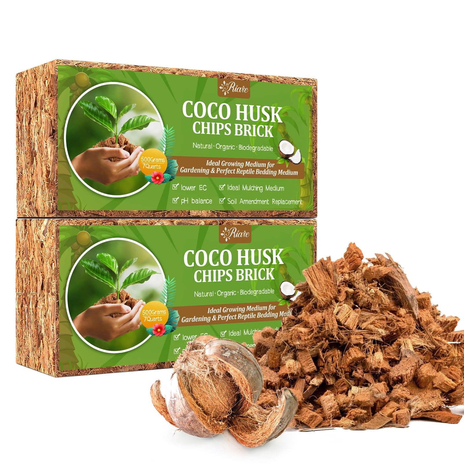 Coco Chips Substrate for Plants High Expansion Coconut Substrate Coco Husk Mulch for Garden Flowers, Herbs, Planting (2)