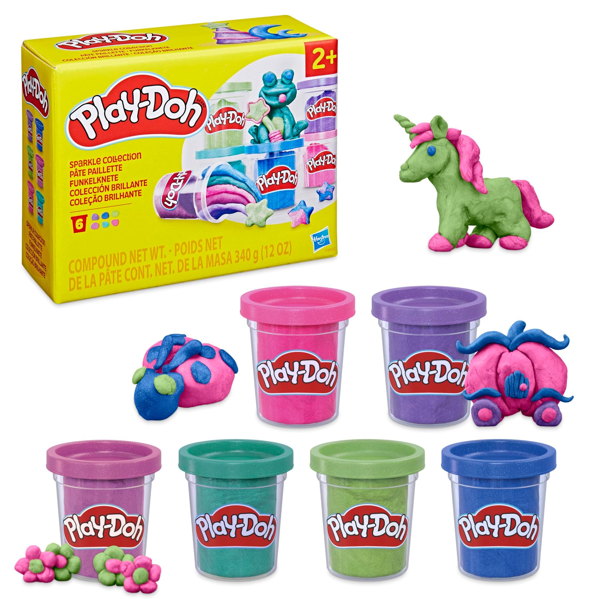 Play-Doh 6 Pack Sparkle Collection, Assorted Metallic Shine Colors, Kids Arts & Crafts Supplies, Imagination Toys for 3 Year Olds & Up