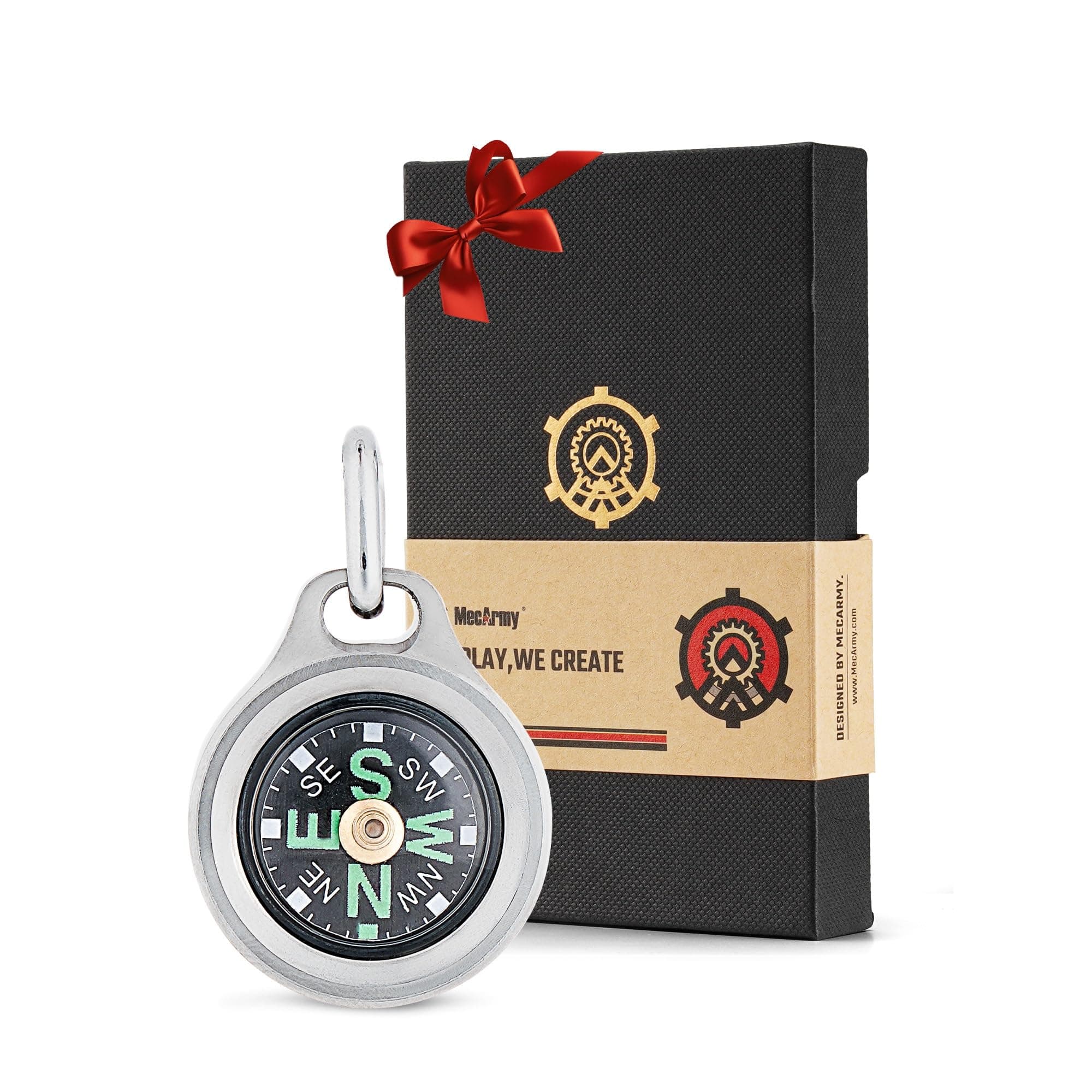 MecArmy CMP Titanium/Brass EDC Compass, Teardrop Shaped Design with Exquisite engrave, Fluorescence Glow in The Dark Max runtime of 6 Hours IPX5 Waterproof Free Beaded Chain Worn as Pendant