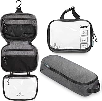 Toiletry Bag Kit Set: Hanging Travel Toiletry Bag + 311 TSA Cosmetic Liquid Bag + Ultralight Accessory Organizer Pouch