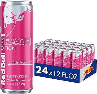 - Peach Edition Energy Drink, White Peach, 12 fl. oz., 24 cans, with 114mg Caffeine, Taurine & B Vitamins