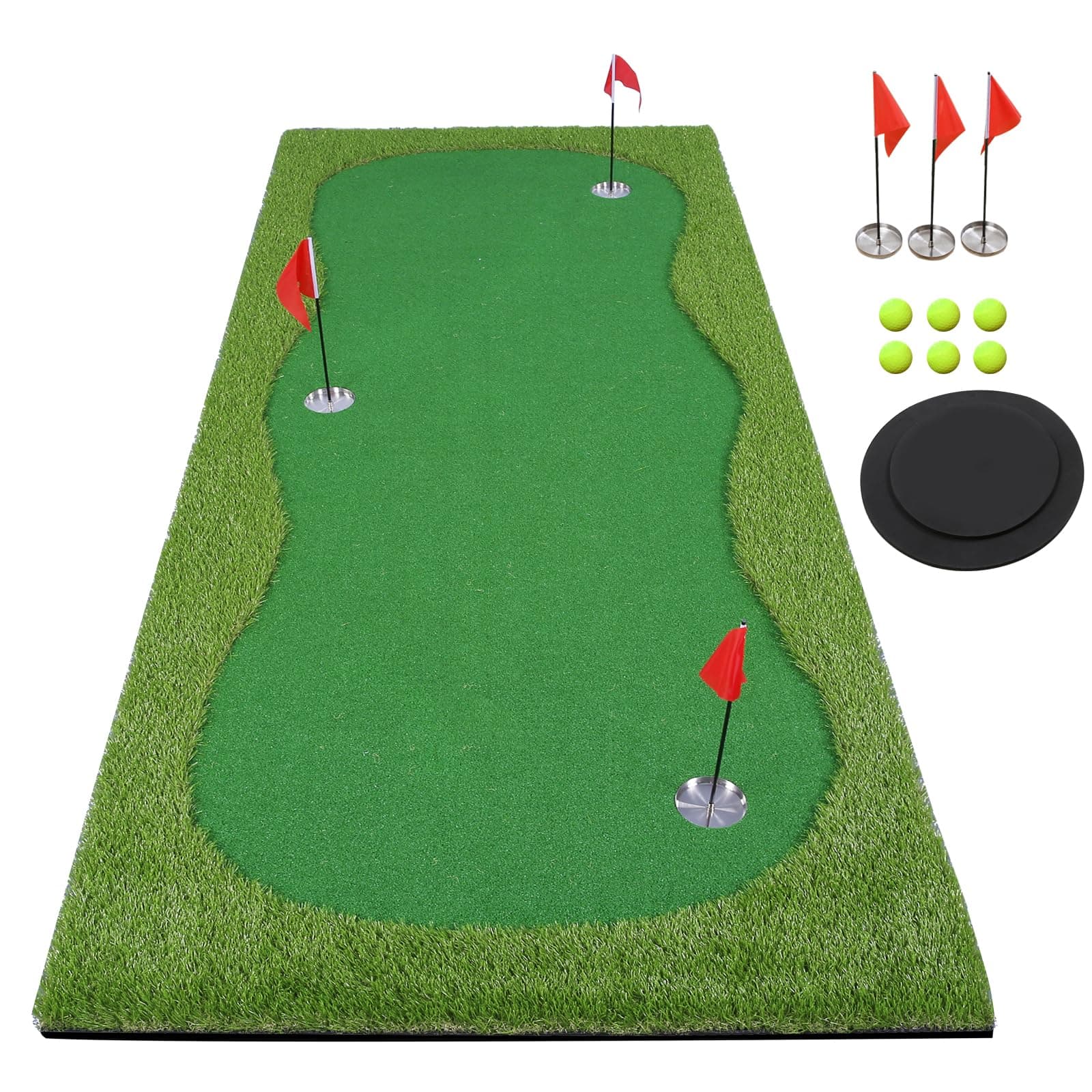 Golf Putting Green/Mat-Golf Training Mat- Professional Golf Practice Mat- Green Long Challenging Putter for Indoor/Outdoor