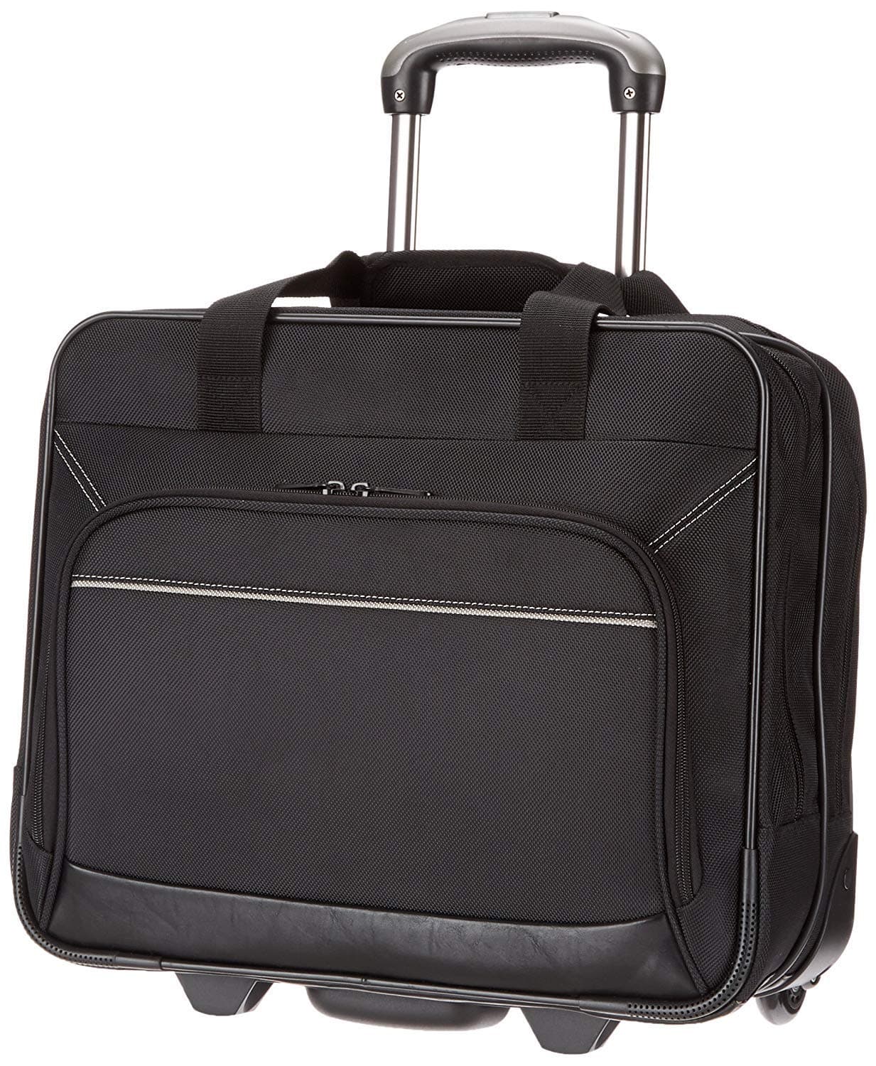 - Amazon Basics Rolling Wheeled Laptop Bag, 15.6 in, Black, Sturdy with Compartments and Locking Handle