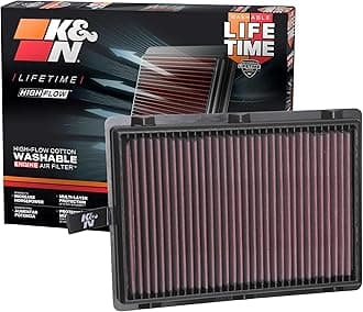 K&N Replacement air filter compatible with Kia Sorento 2.0/2.4/3.3 & Hyundai Santa Fe Sport 2.0/2.4 2016- (33-5075)