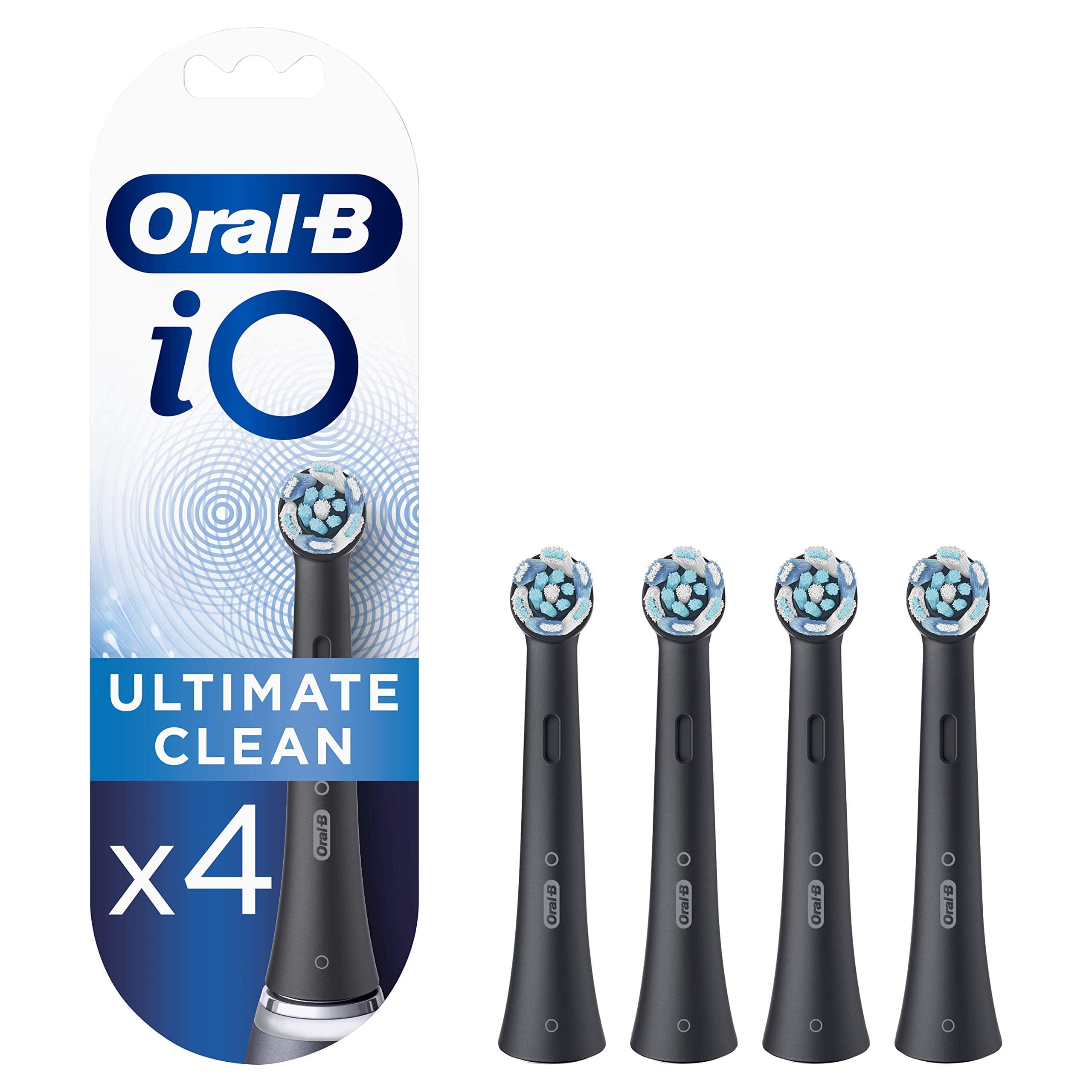 iO Replacement Toothbrush Heads Black Ultimate Clean 4-Pack Mailbox Fit