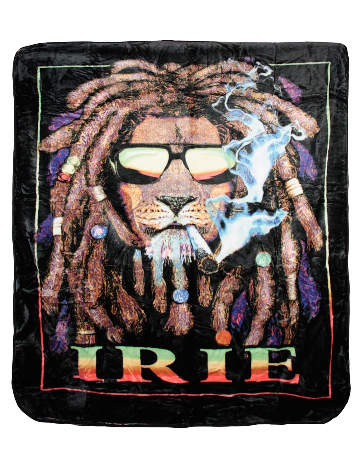 Irie Rasta Lion Plush Blanket Queen Size