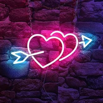 YALLOVEYALLOVE Cupid Love 15.98 * 8.5 inches Neon Sign, with Battery Case and USB Interface for Girl Bedroom Wall Decor, Gift for Lover Girlfriend Teen Girl