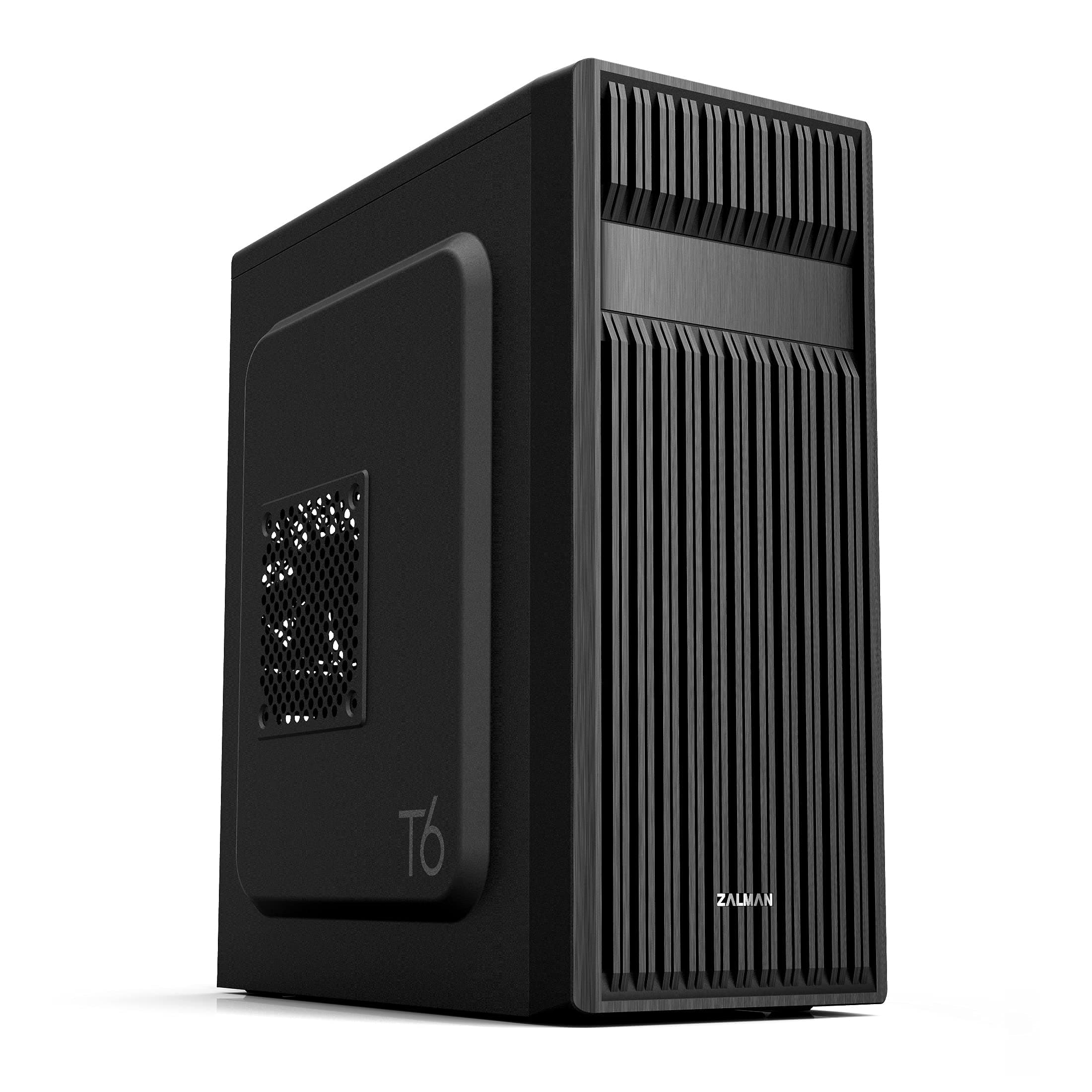 T6 ATX Mid Tower Computer PC Case, Pre-Installed 120mm Fan, 5.25 ODD, USB 3.0, Patterned Mesh Design, mATX ITX for Gaming Workstation, Black