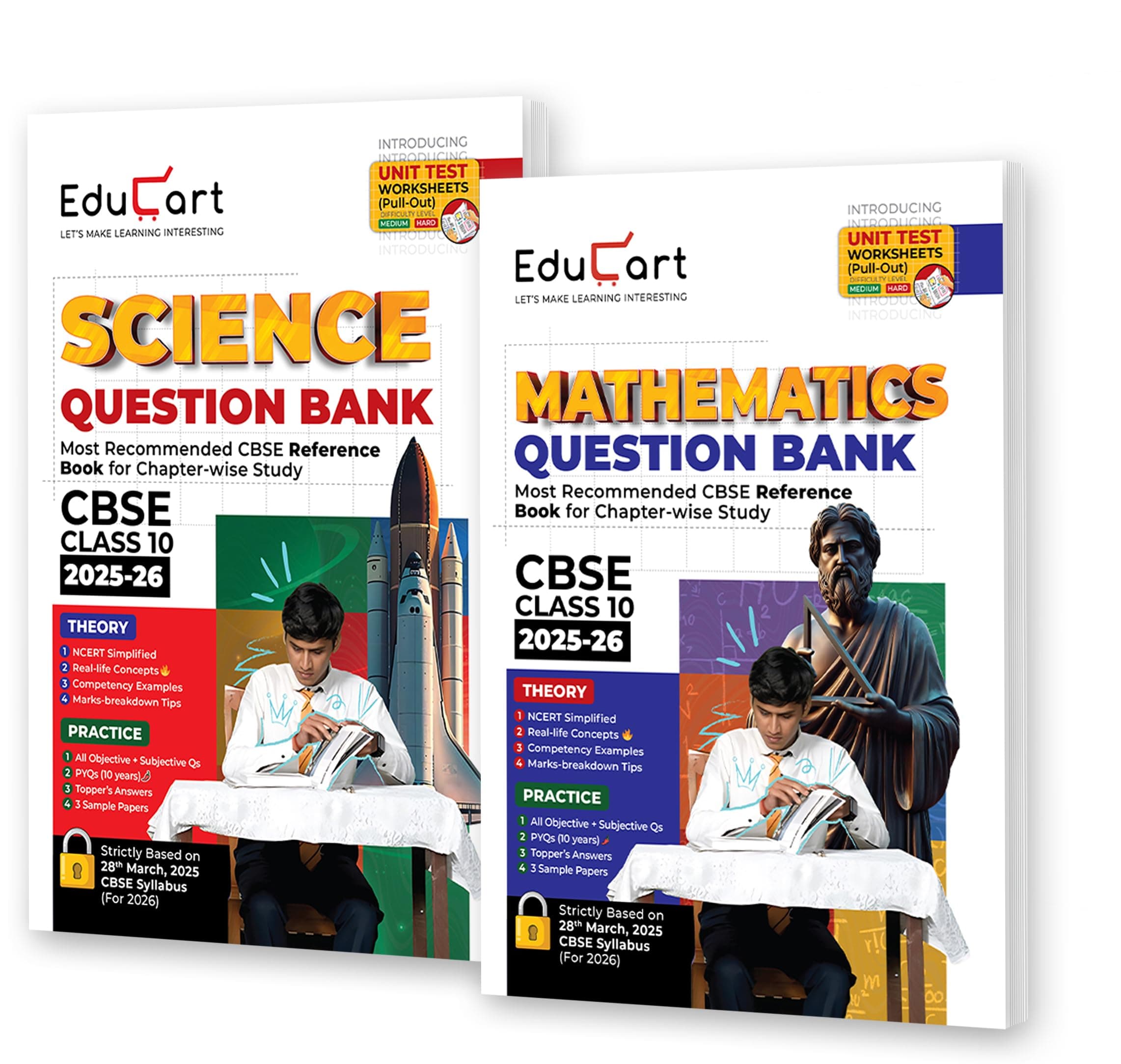 Educart CBSE Question Bank Class 10 Bundle - Science and Mathematics on New Syllabus 2025-26 (Introducing Unit Test Worksheets for 2026 Boards)