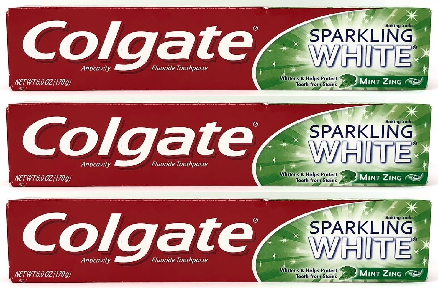 Sparkling White Baking Soda Anticavity Fluoride Gel Toothpaste Mint Zing