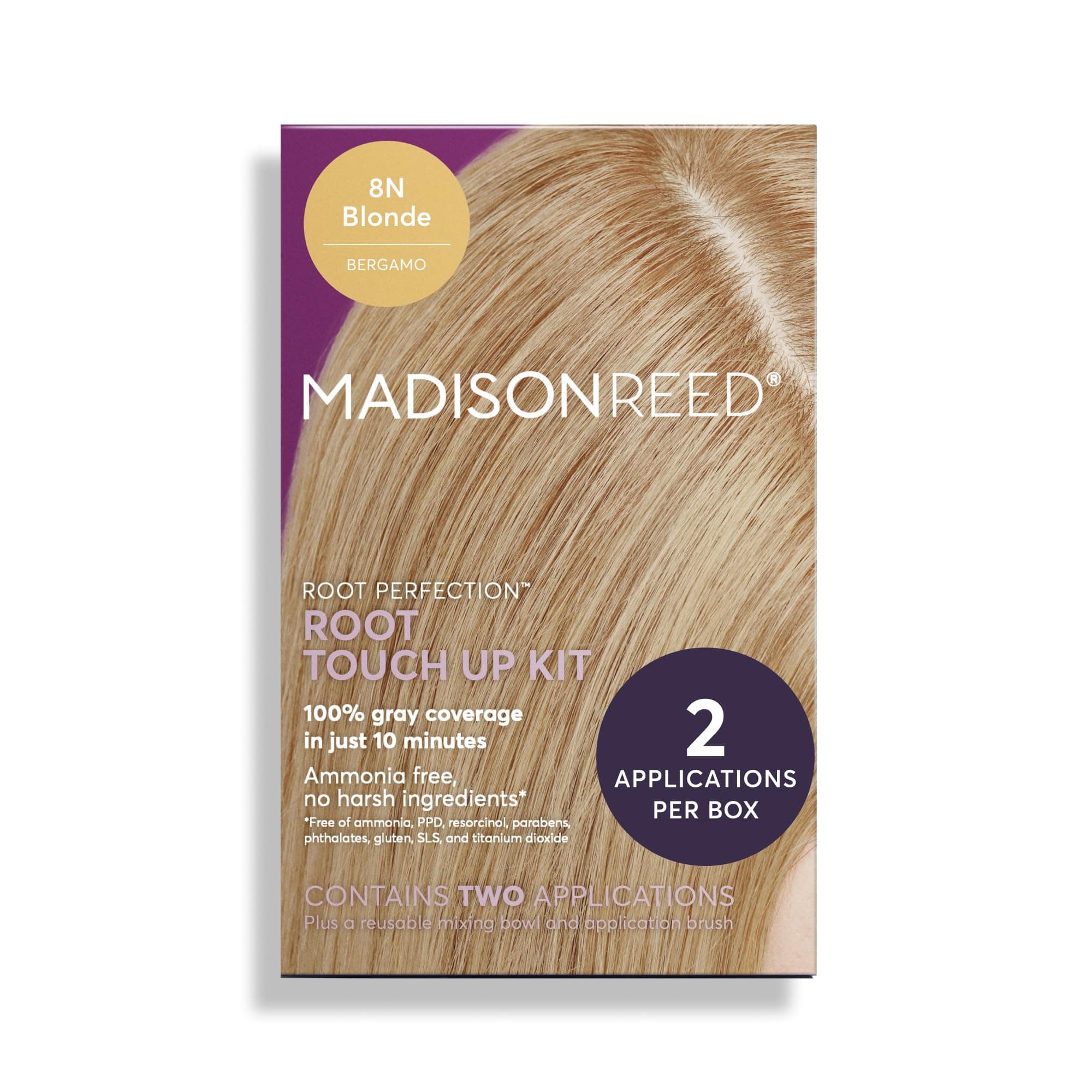 Madison Reed Root Perfection Permanent Root Touch Up, Dark Blonde 8N Bergamo, 10 Minutes for 100% Gray Root Coverage, Ammonia-Free Hair Dye, Two Applications