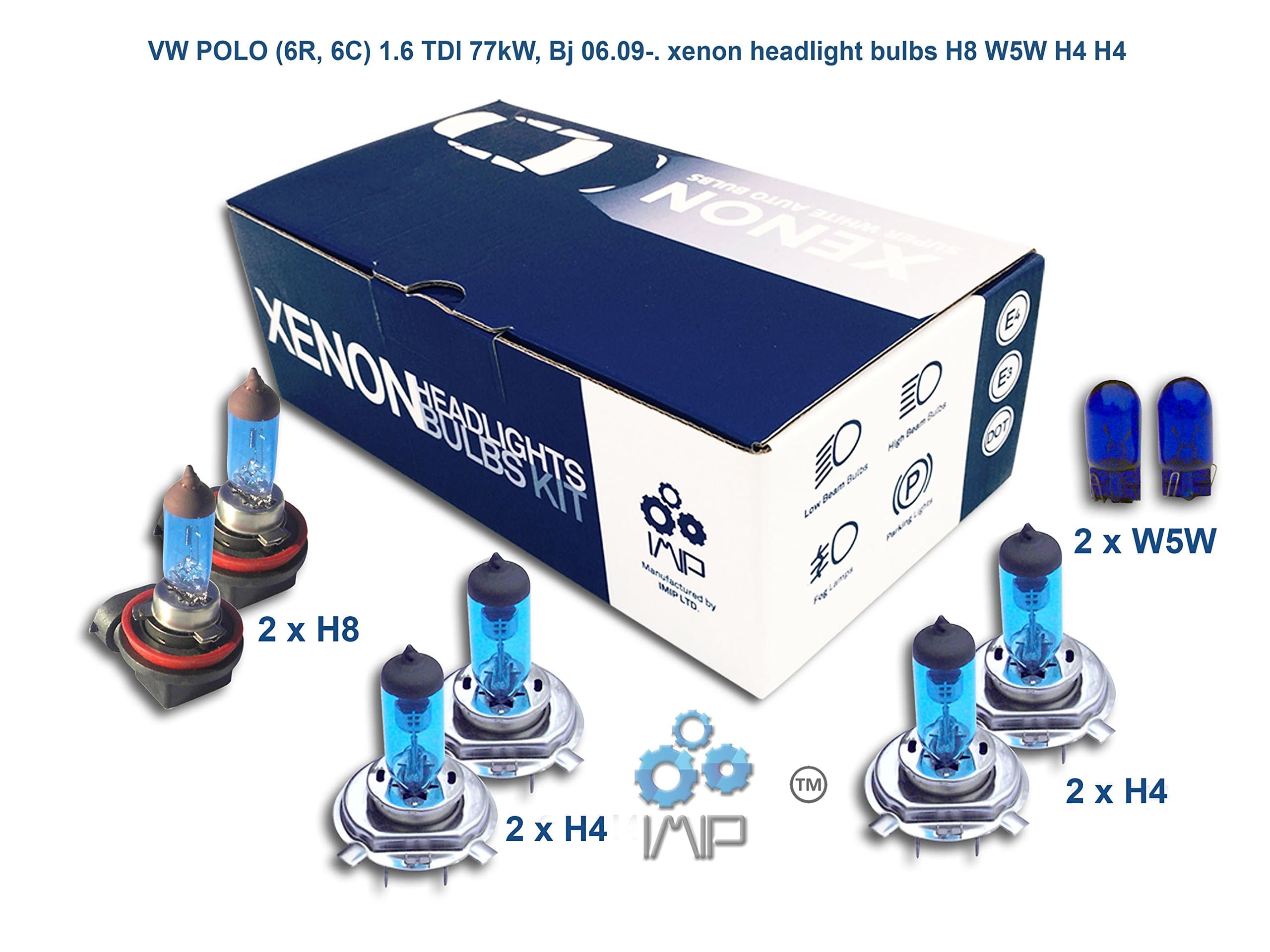 Genius Autoparts Bright Xenon Headlight Bulbs | Easy DIY Headlight Replacement Bulbs Kit, Pairs H8 H4 H4 | High and Low Beam Headlights | Fog Lights Plus Free Side Light Bulbs W5W,(Pack of 3+1)