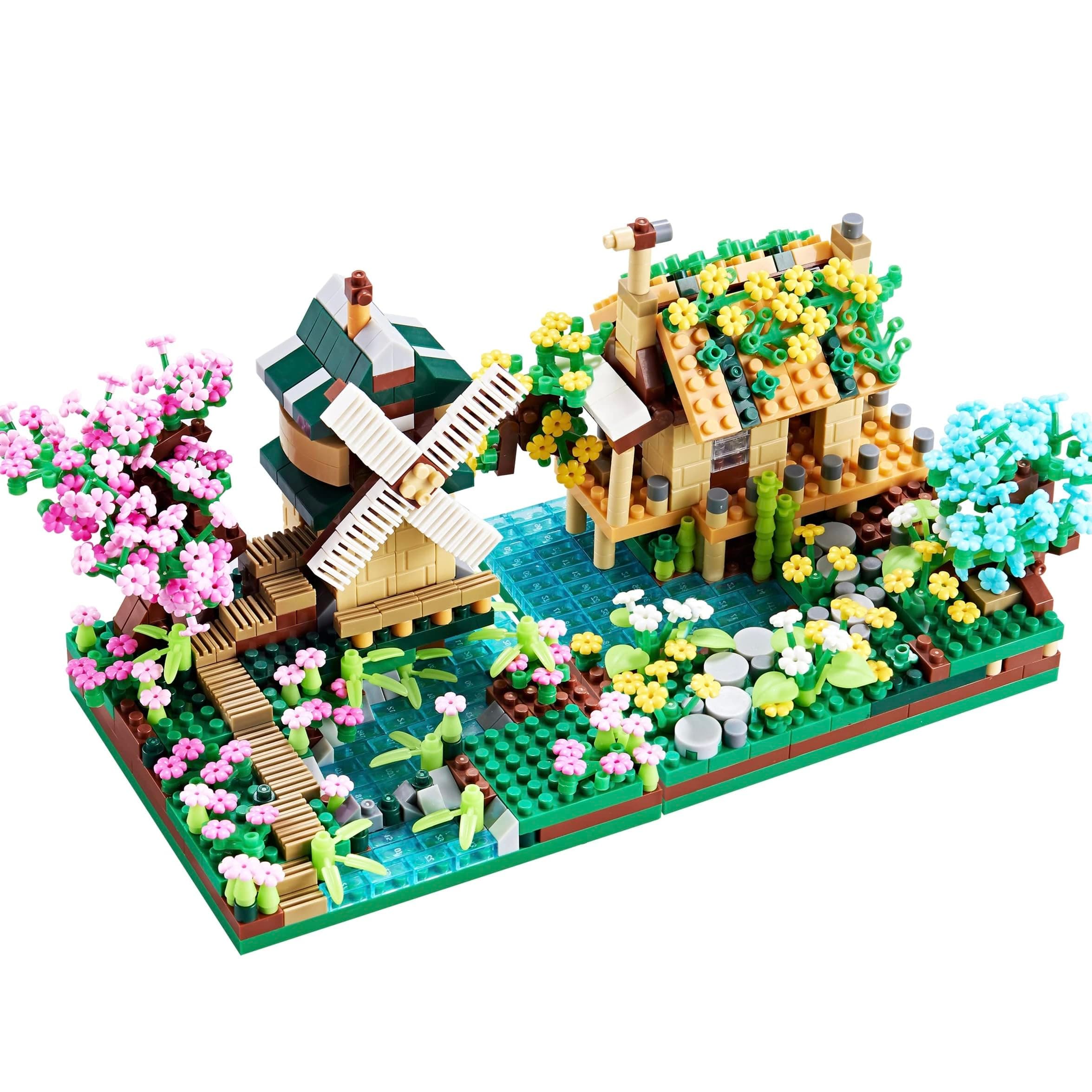 Botanicle Collection Sakura Tree House Micro Blocks Building Set for Adults Friendship Windmill Cherry Blossom Tree Flowers 2 Sets