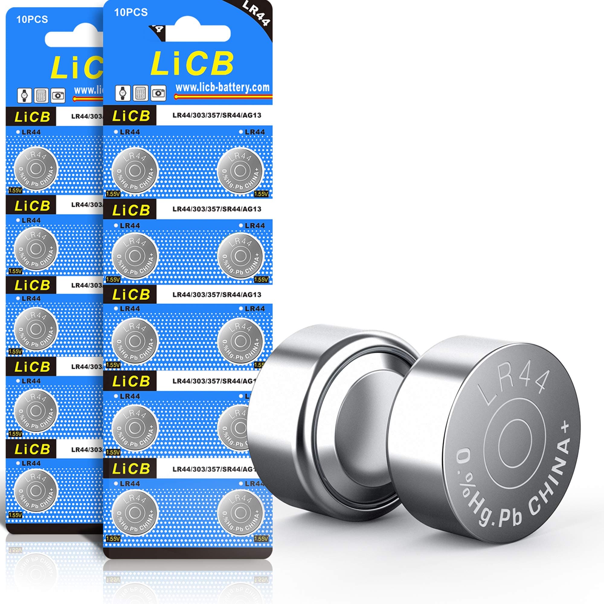LiCB LiCB 20 Pack LR44 AG13 357 303 SR44 Battery 1.5V Button Coin Cell Batteries