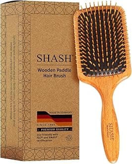 - Since 1869 Made in Germany Wooden Paddle Brush - Gently Detangles, Styles, Conditions Hair with Minimal Frizz and Breakage - Safe for All Hair Types, Wet or Dry - Eco-Sourced Wood