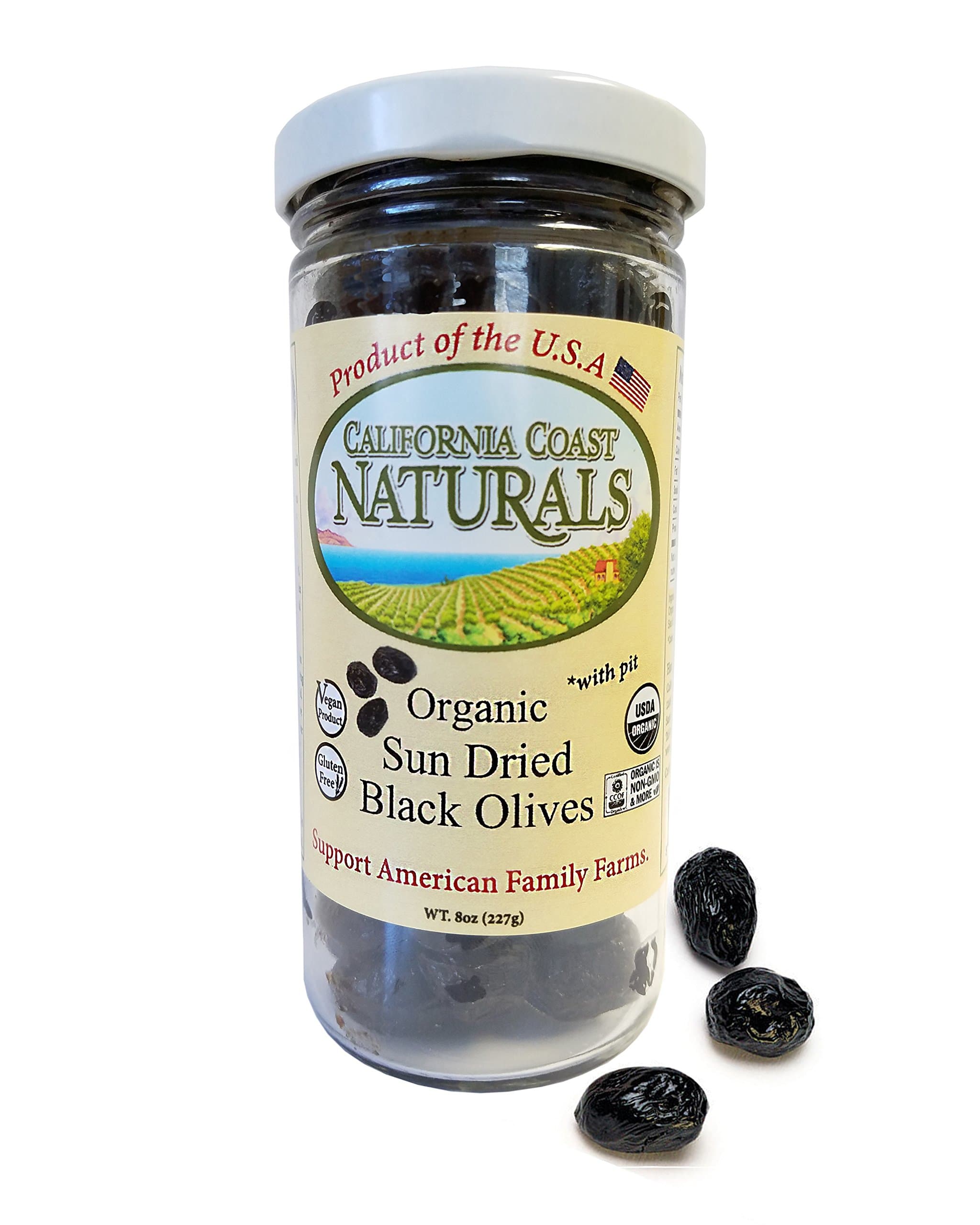 Organic Sun Dried Black Olives, 8oz