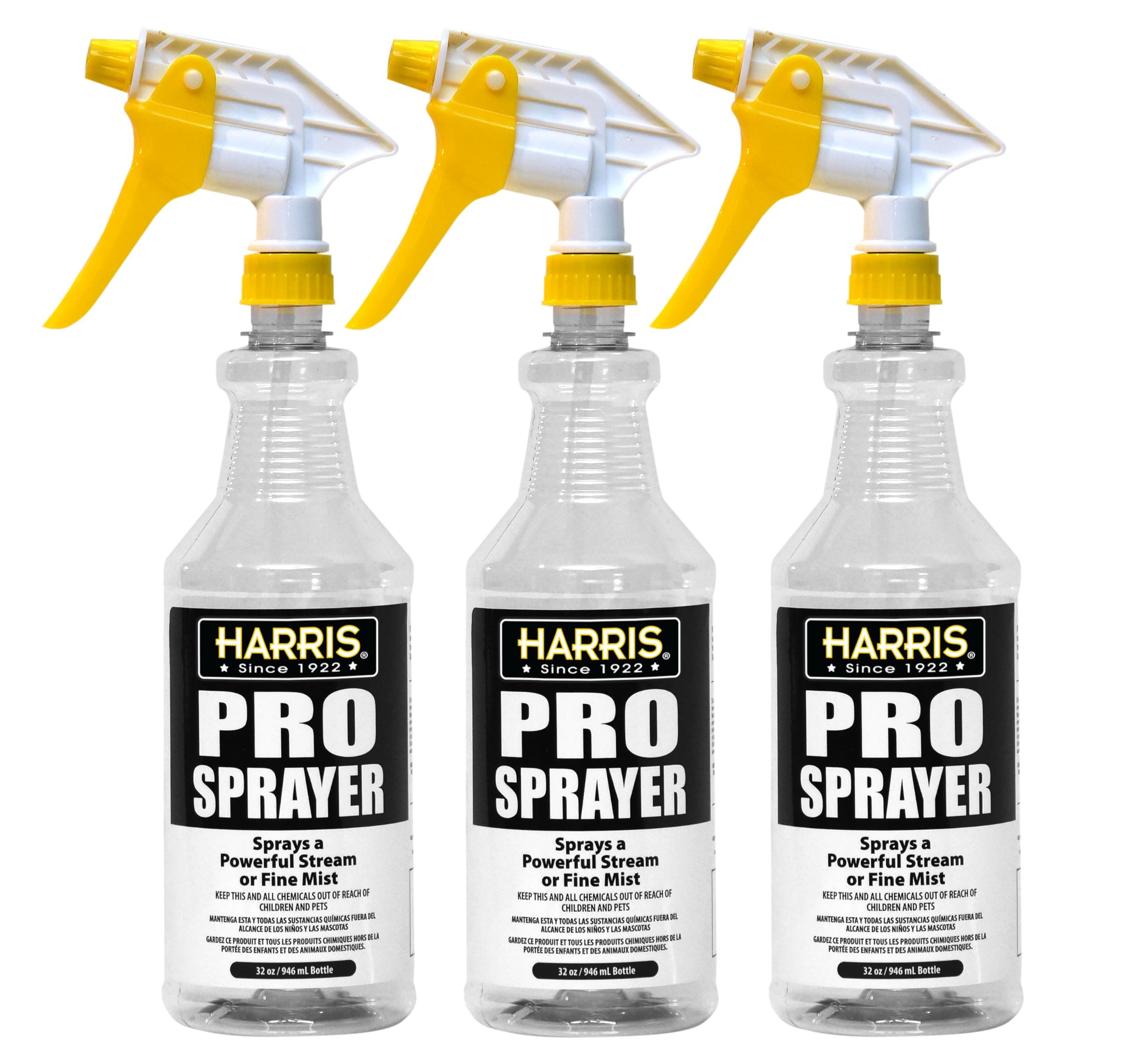 FAMOUS ROACH TABLETS Professional Spray Bottle 32oz (3-Pack), All-Purpose for Cleaning and Plants with Clear Finish, Pressurized Sprayer, Adjustable Nozzle and Measurements