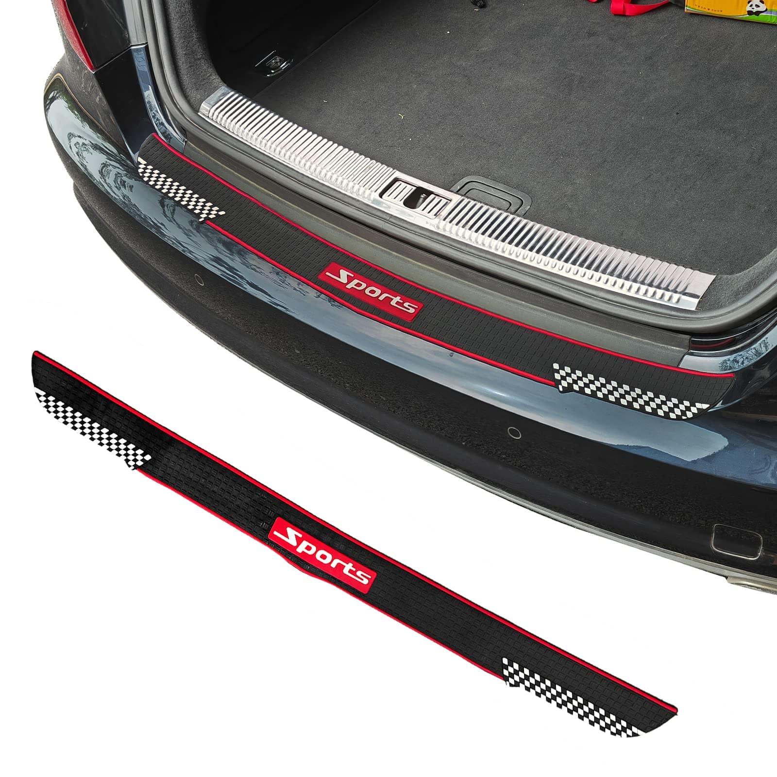 Ajxn 1 PC Car Rear Bumper Protector 35"*2.75", Car/SUV Universal Rubber Anti-Scratch Trunk Exterior Accessories(Black #3)