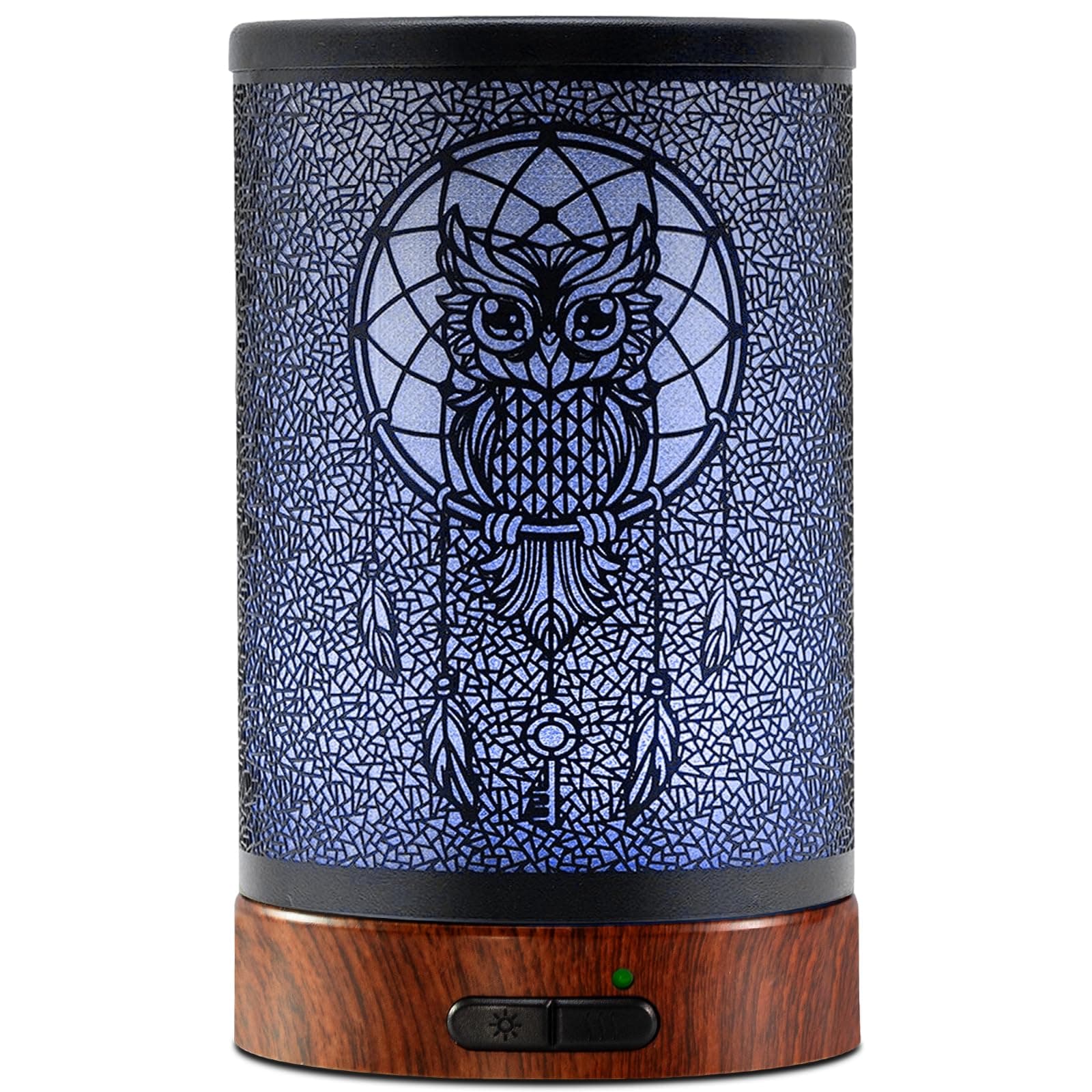EQUSUPRO Essential Oil Diffuser 150ml Metal Aromatherapy Oil Diffuser Ultrasonic Cool Mist Diffuser with Auto Shut-Off Protection,7 Colors Changed LED for Home Office SPA Yoga (Owl)